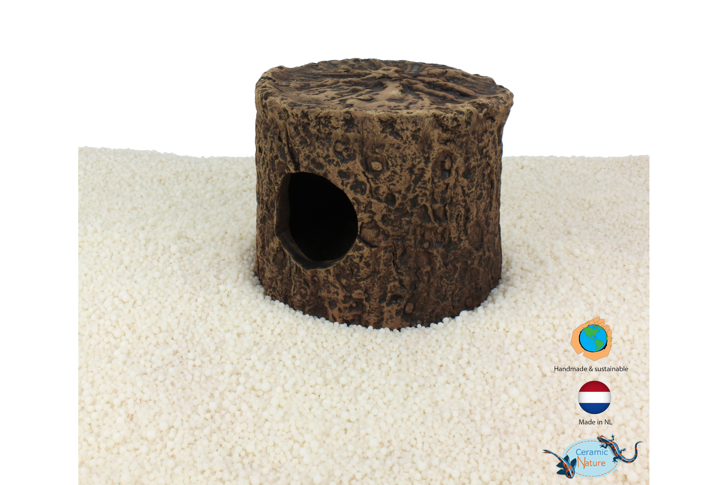 CeramicNature Cichlid-Höhle XS, Baumstumpf, ca. 7 × 7 × 6 cm