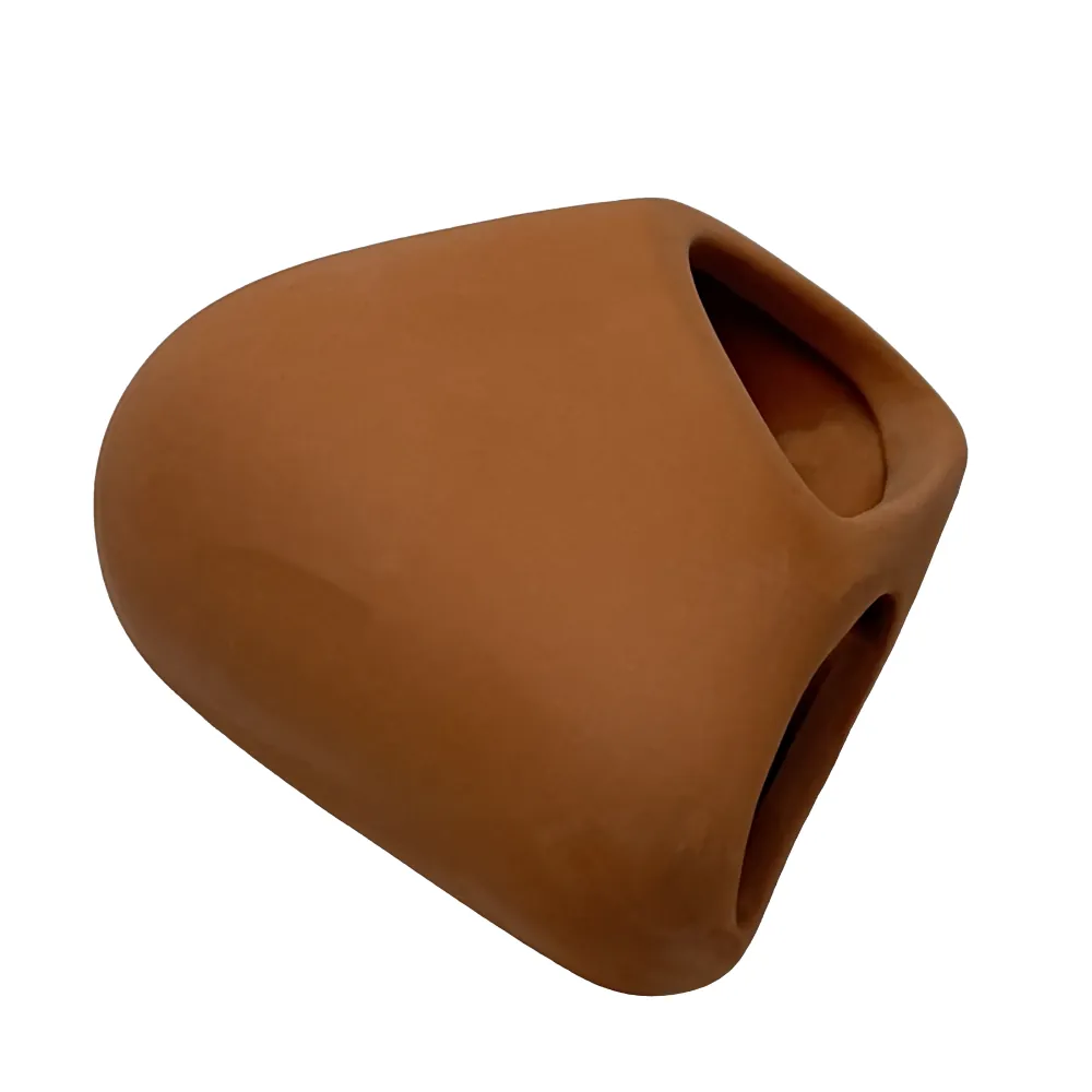 Hobby Wave Cave 1 red, gebrannte Keramikhöhle 12 × 12 × 5,5 cm, rotbraun; glatt geschwungene Form als sicherer Rückzugsort für Garnelen, Fische und Krebse im Süßwasseraquarium, bepflanzbar