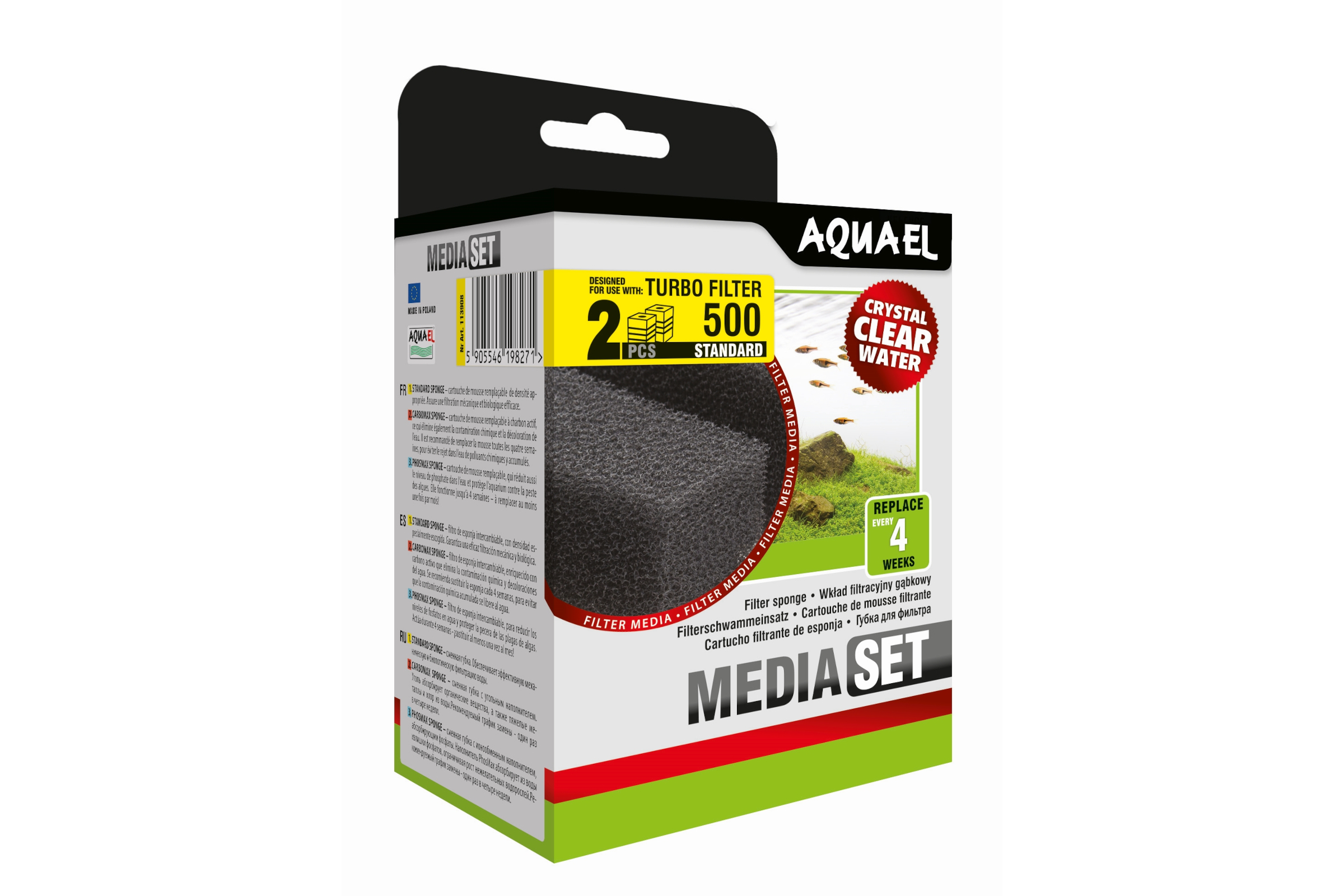 Aquael Filterschwamm Turbo 500, Filter-Ersatz, 2 Stück