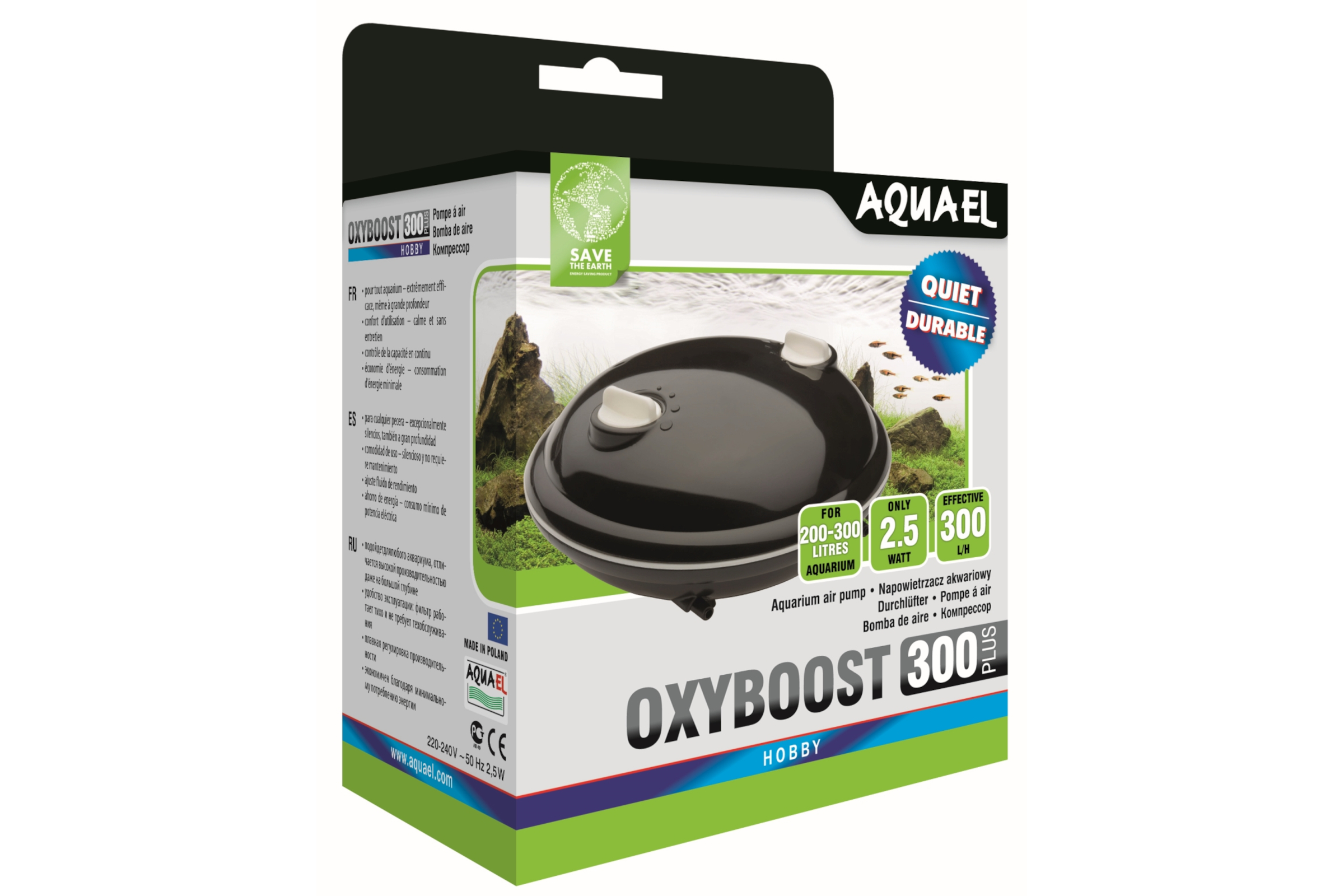 Aquael Oxyboost Luftpumpe APR-300 PLUS, Doppel-Durchlüfter