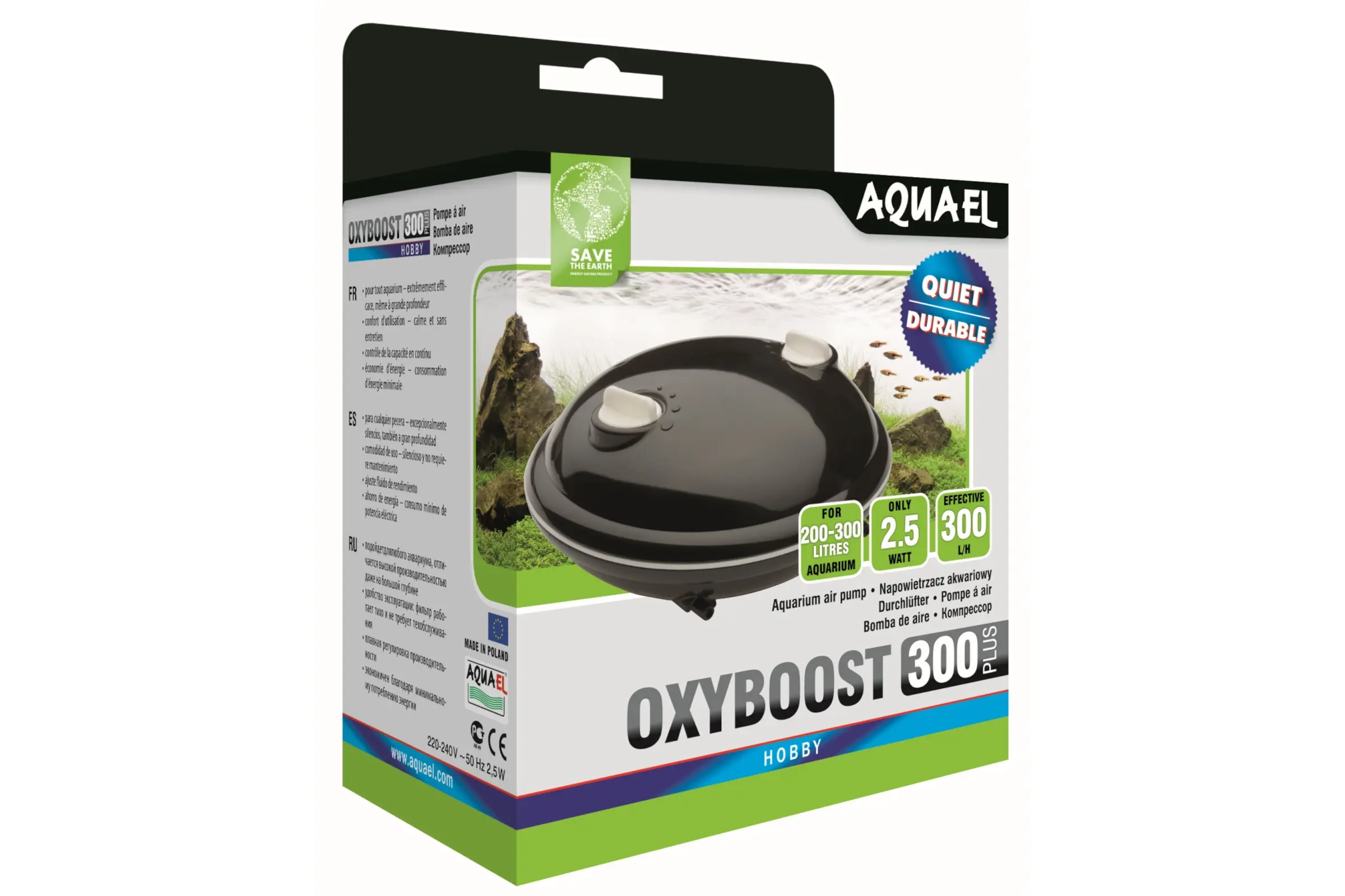 Aquael Oxyboost Luftpumpe APR-300 PLUS, Doppel-Durchlüfter
