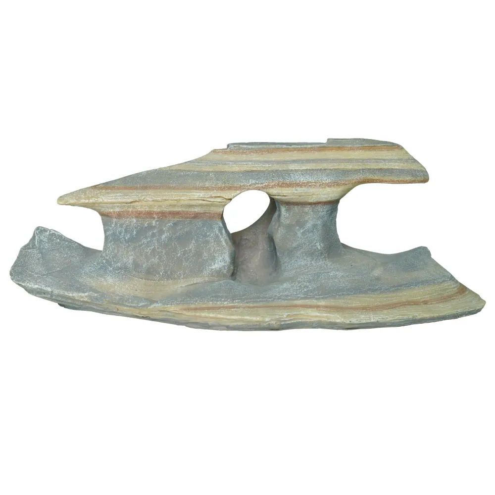 Hobby Sunset Rock 1 Deko‑Felsen (22,5×9,5×8 cm) in rötlich‑grauer Canyon‑Schichtung mit Höhlen, Durchgängen und erhöhten Liegeflächen – Dekoration für Aquarium, Terrarium, Reptilien, Amphibien und Wirbellose