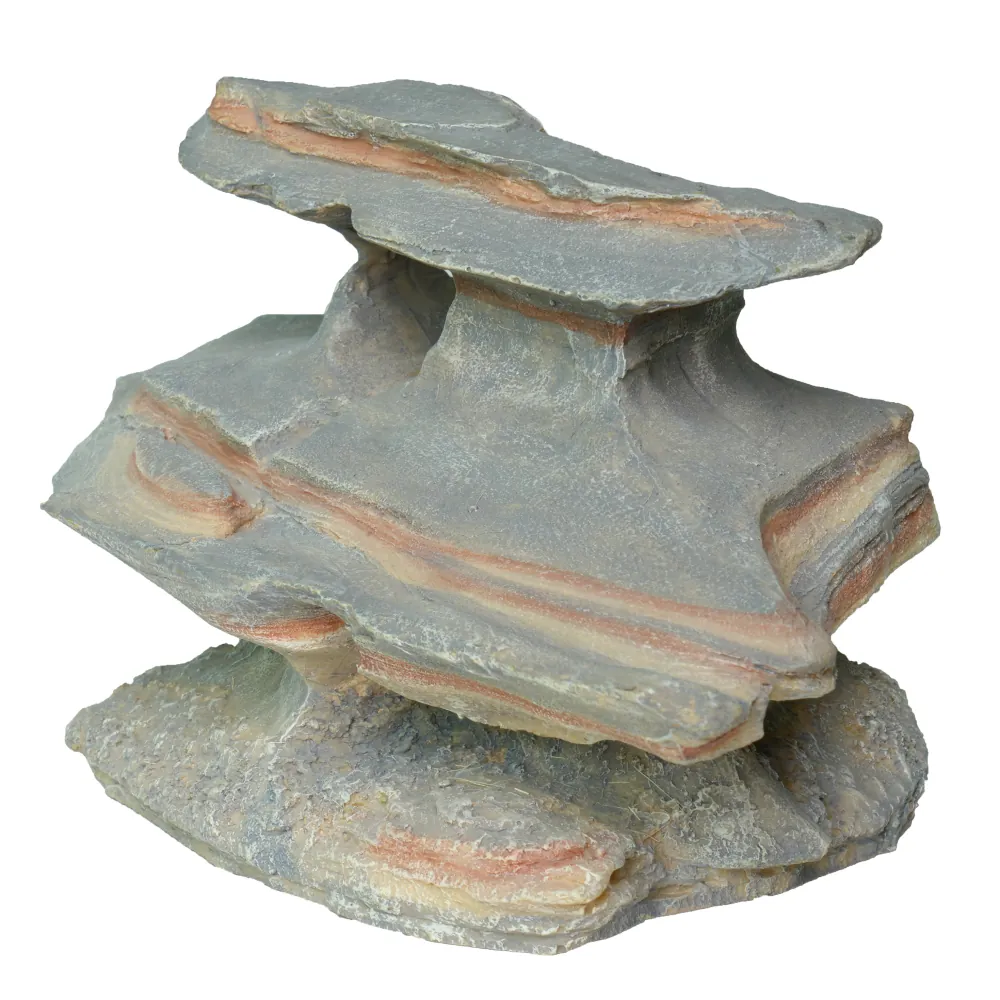 Hobby Sunset Rock 2 Deko-Felsen (16 x 11 x 10 cm) in rötlich-grauer Canyon-Optik aus wasserneutralem Polyresin, mit Verstecken, Durchgängen und erhöhten Liegeflächen für Aquarium, Terrarium, Reptilien und Amphibien