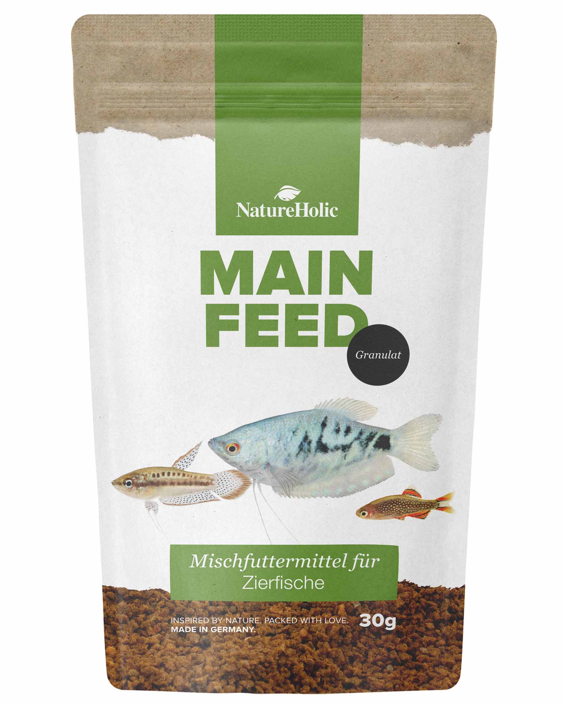 NatureHolic Mainfeed Granulat, Zierfisch Hauptfutter, 30 g