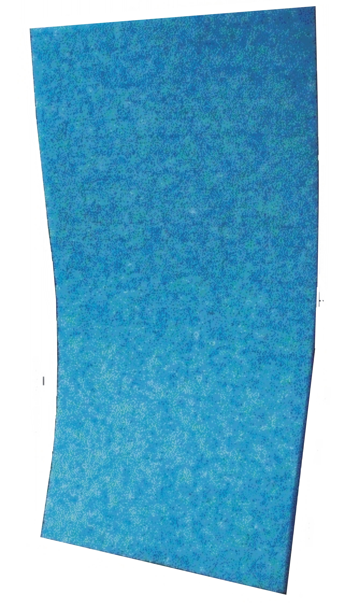 Nahaufnahme einer blauen, strukturierten Schaumstoff- oder Neoprenmatte mit leicht geschwungener Form