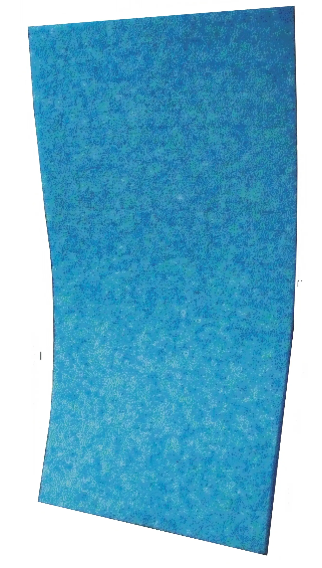 Nahaufnahme einer blauen, strukturierten Schaumstoff- oder Neoprenmatte mit leicht geschwungener Form