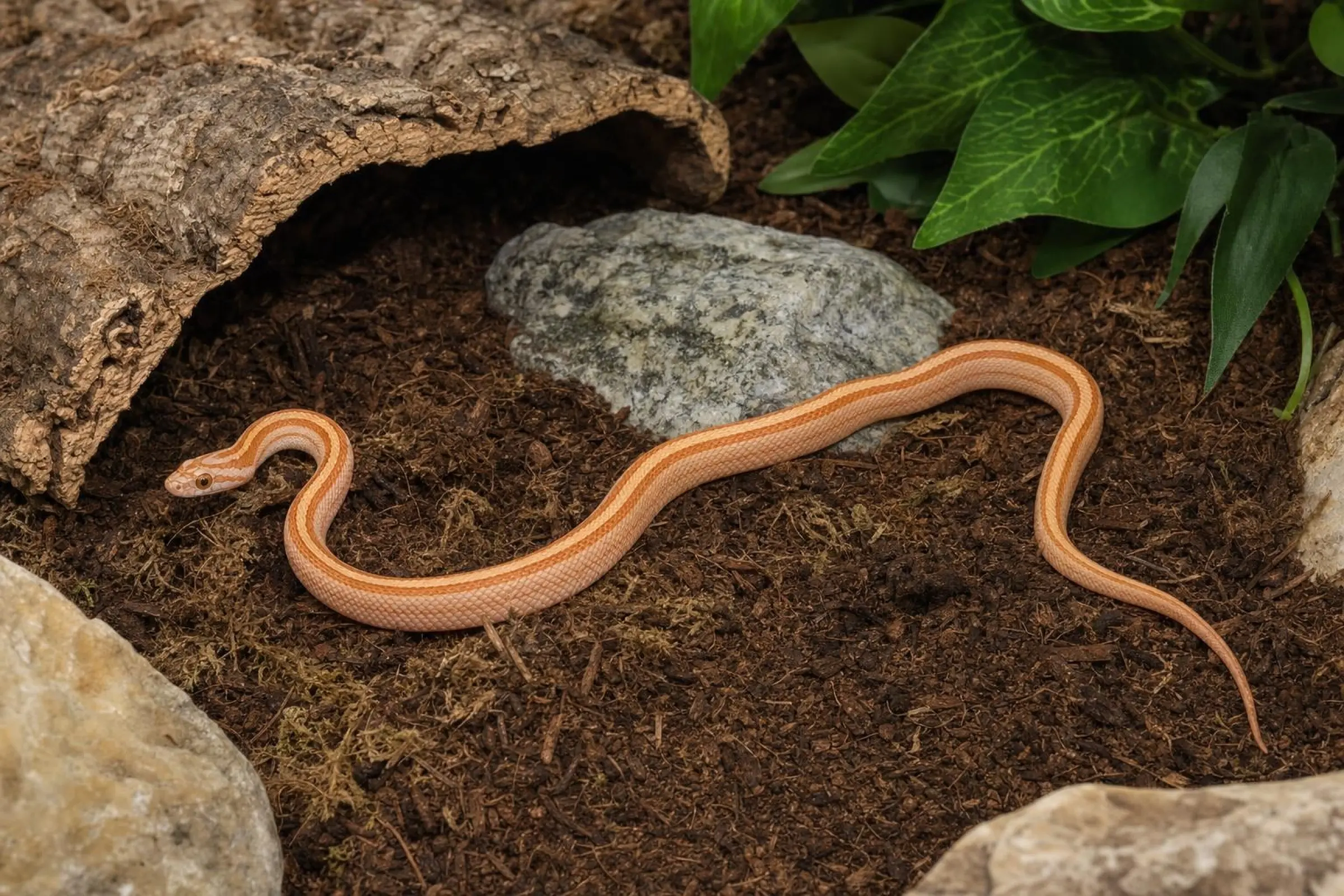 Kornnatter „Ultramel Toffee Motley-Striped“, Pantherophis guttatus