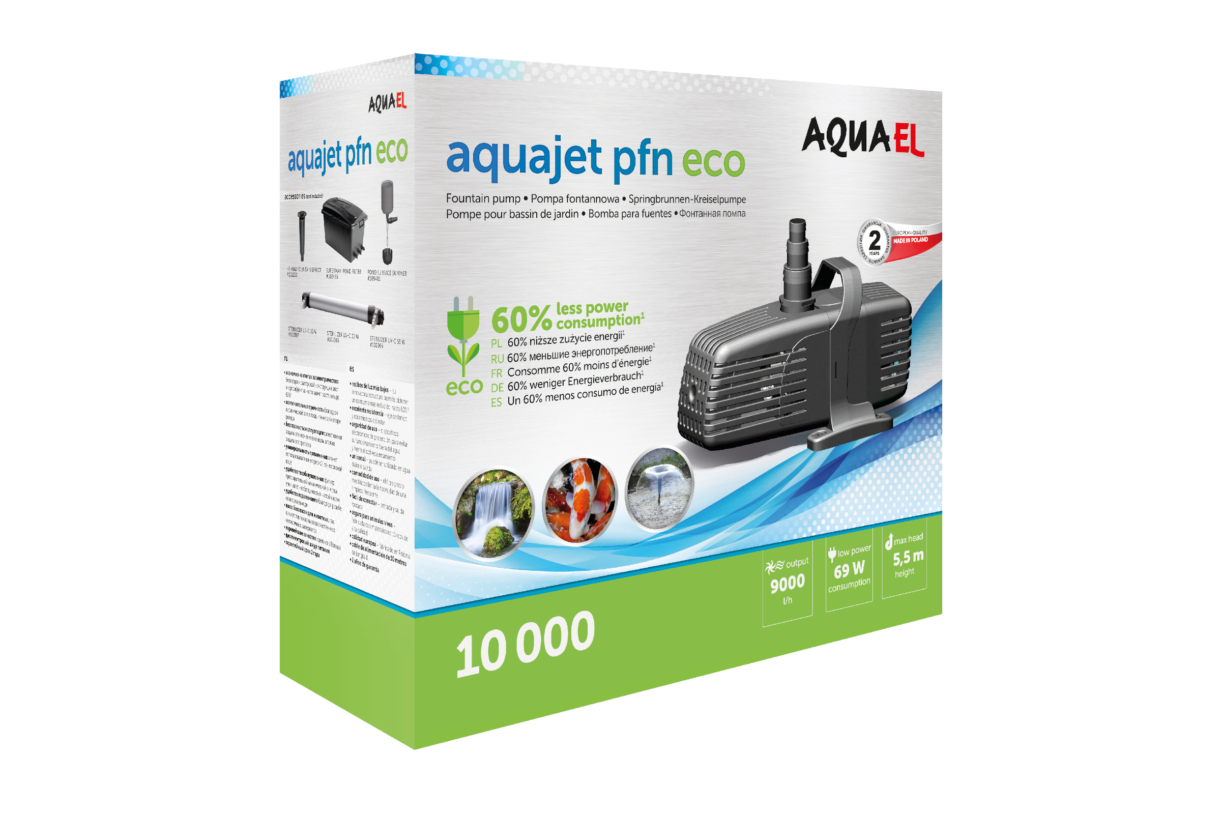 Aquael Teichpumpe AquaJet PFN ECO 10000, Springbrunnen-Kreiselpumpe