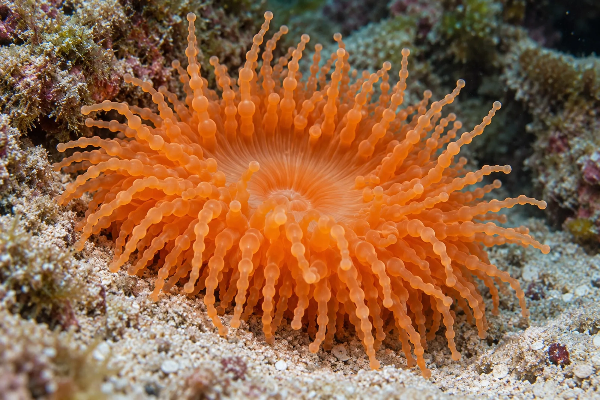 Glasperlen-Anemone „Orange“, Heteractis aurora, Größe S–M