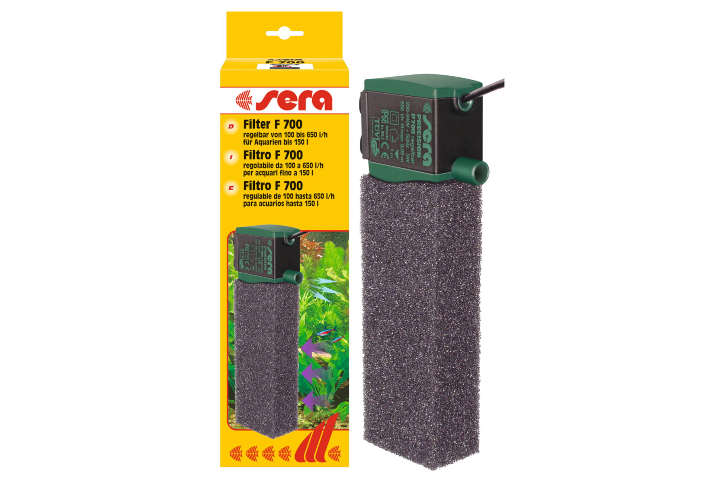 Sera Innenfilter F700 regelbar, Schwammfilter