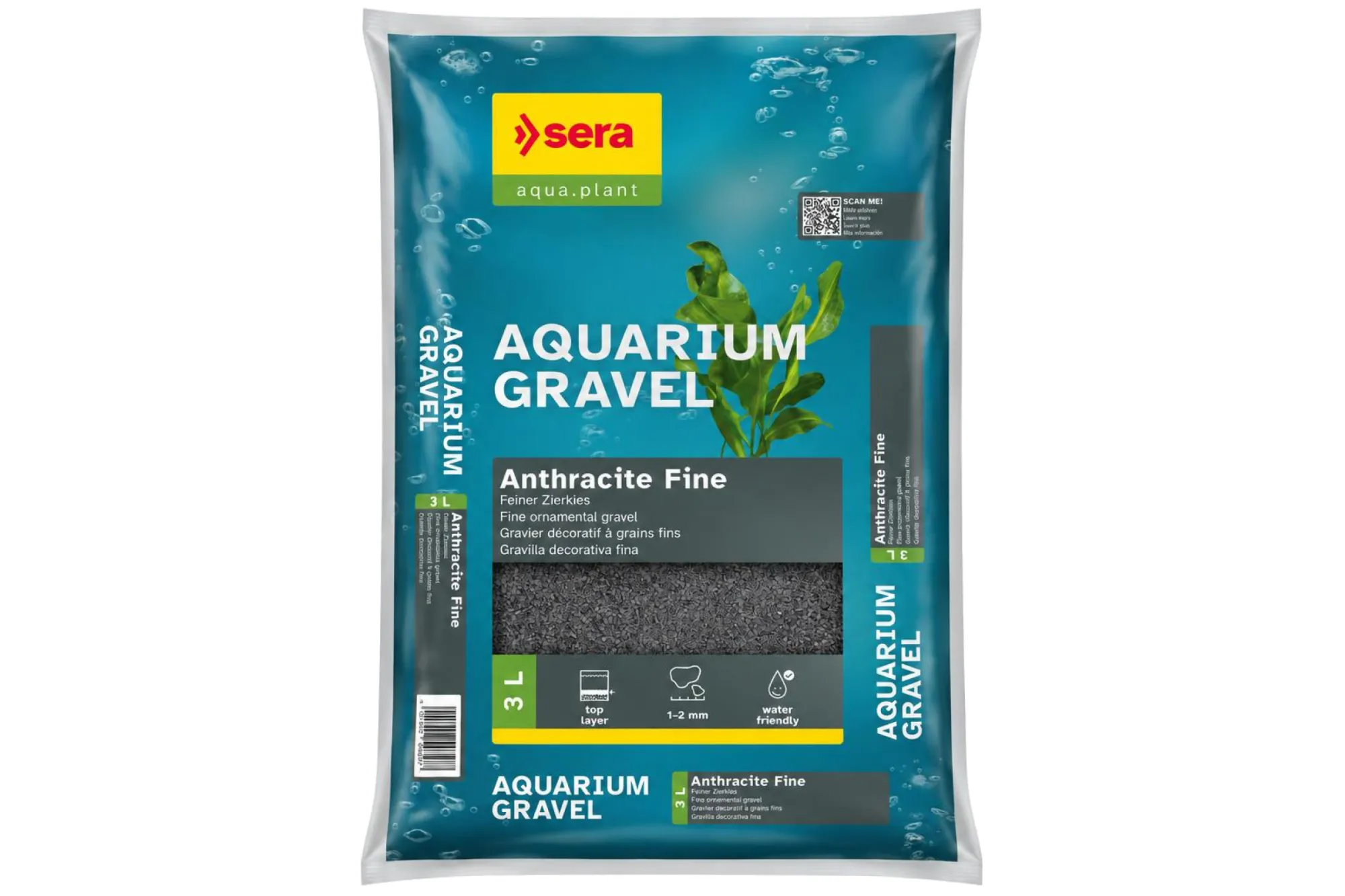 Sera Aquarium Gravel Anthracite Fine Ø 1–2 mm 3 l – KI-generierte Abbildung aus Produktreferenz