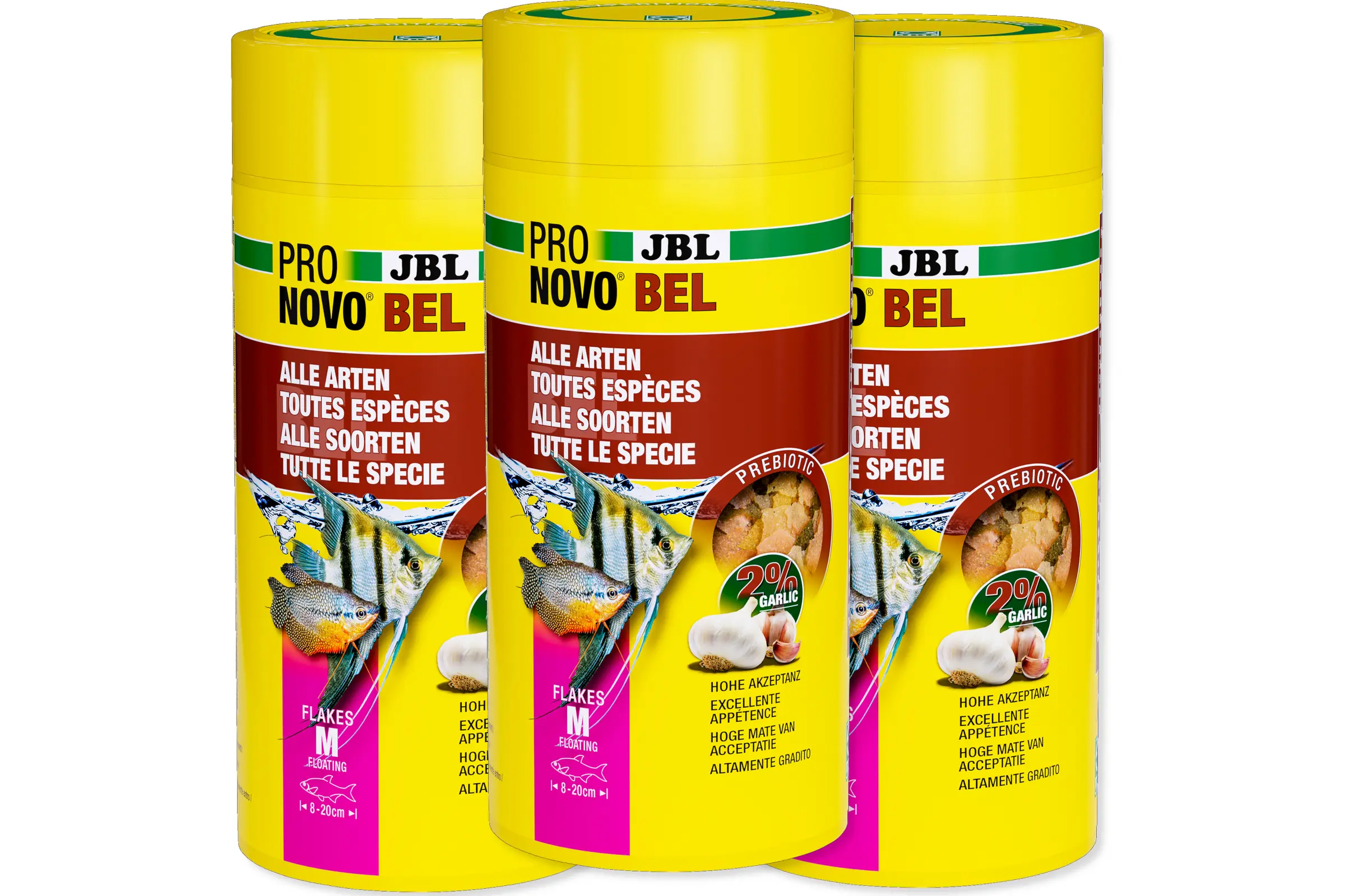 Drei Dosen JBL ProNovoBel Flakes M Fischfutter