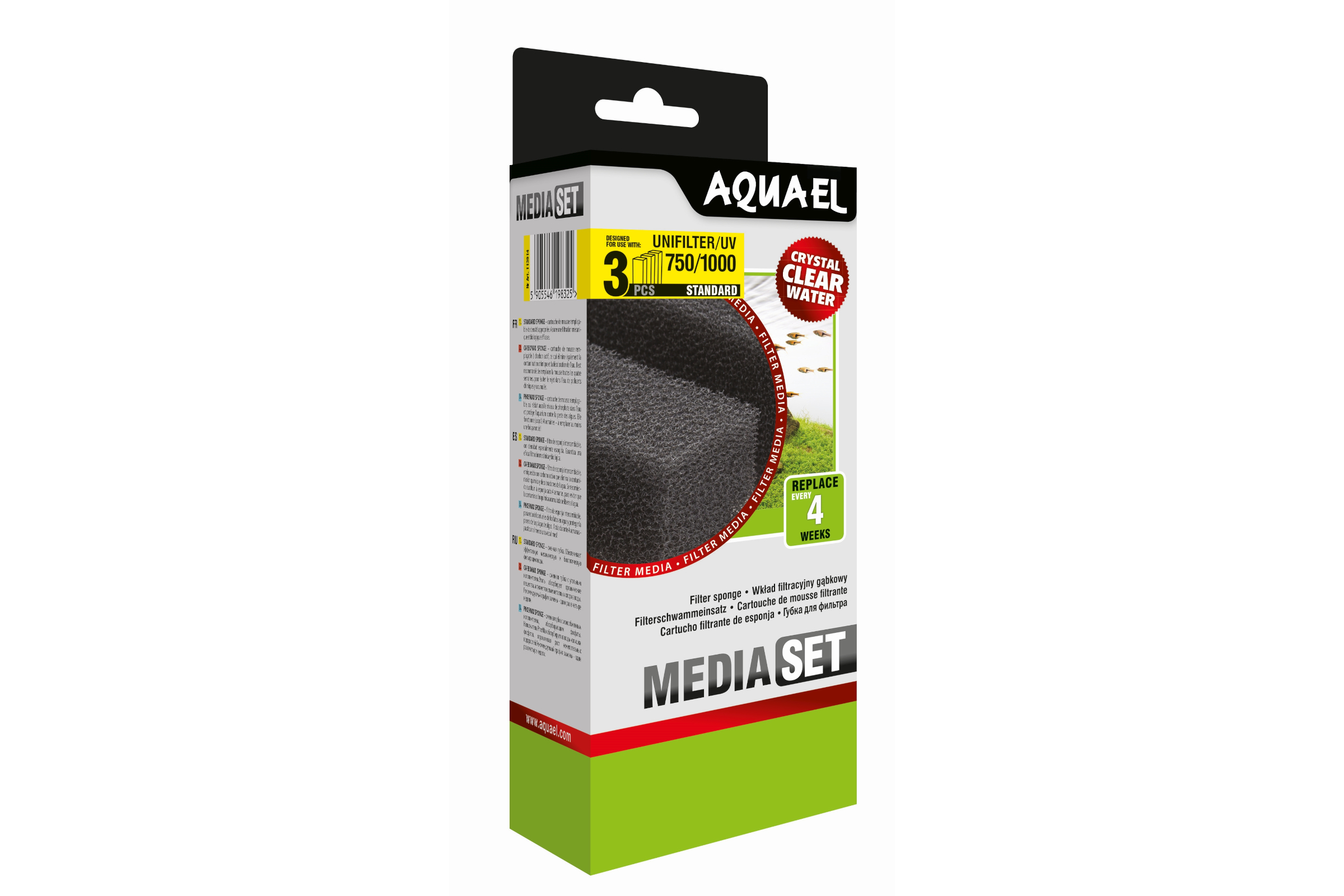 Aquael Filterschwamm Unifilter 750 / 1000, Filter-Ersatz, 3 Stück