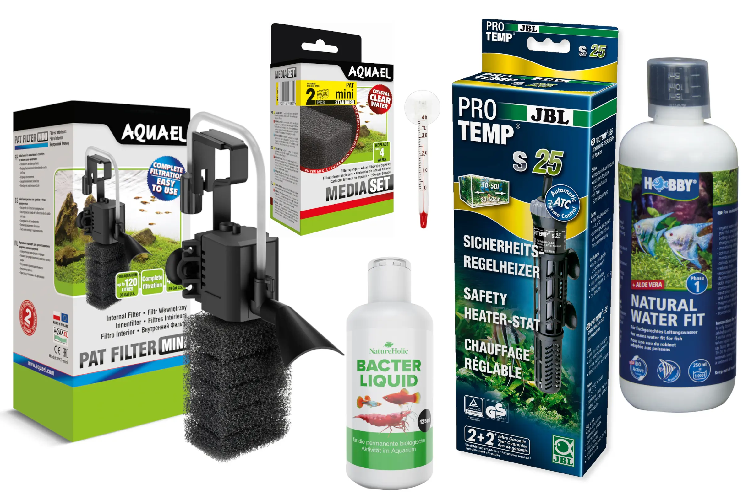Aquarienzubehör: Innenfilter, Heizstab, Wasseraufbereiter
