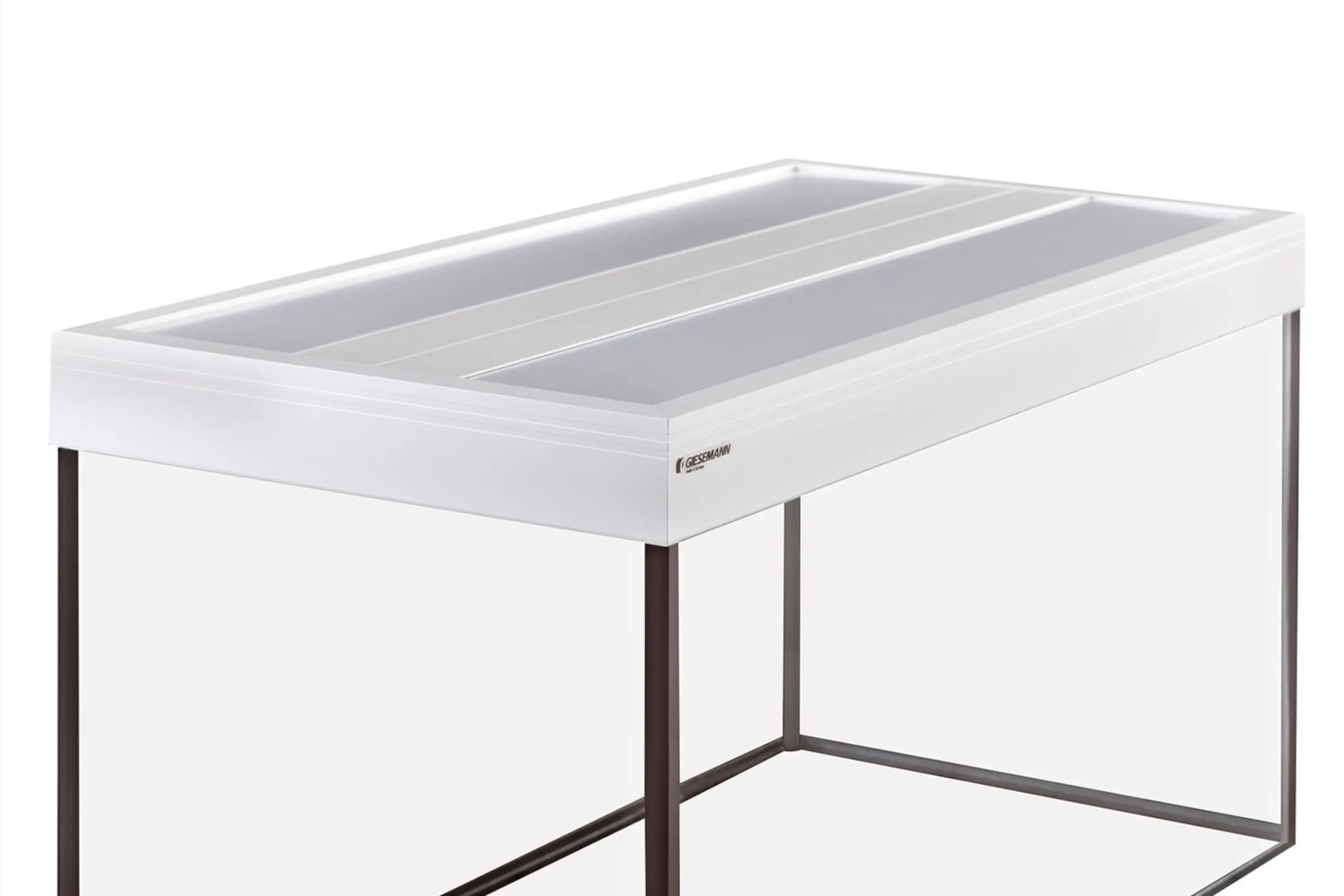 Hochbeet-Pflanzkasten weiß auf schmalem Metallgestell