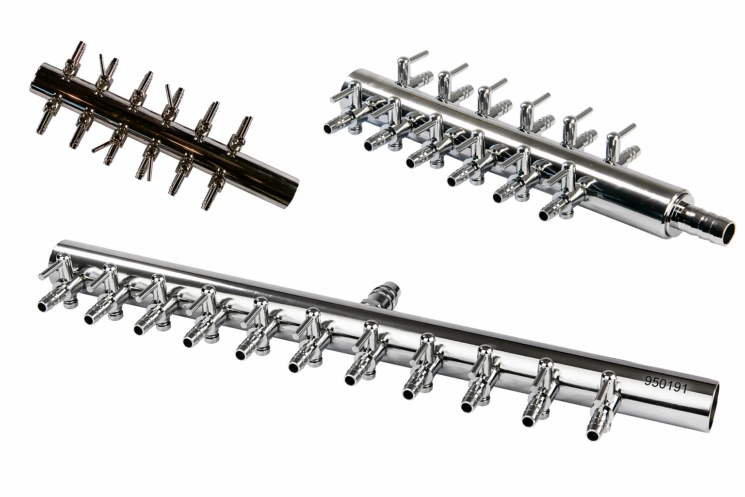 OSAGA Metall-Luftverteiler regelbar mit 6 bis 18 Anschlüssen, verchromt, zur gleichmäßigen Verteilung und individuellen Steuerung von Luft in Aquarien, Teichen und Belüftungssystemen