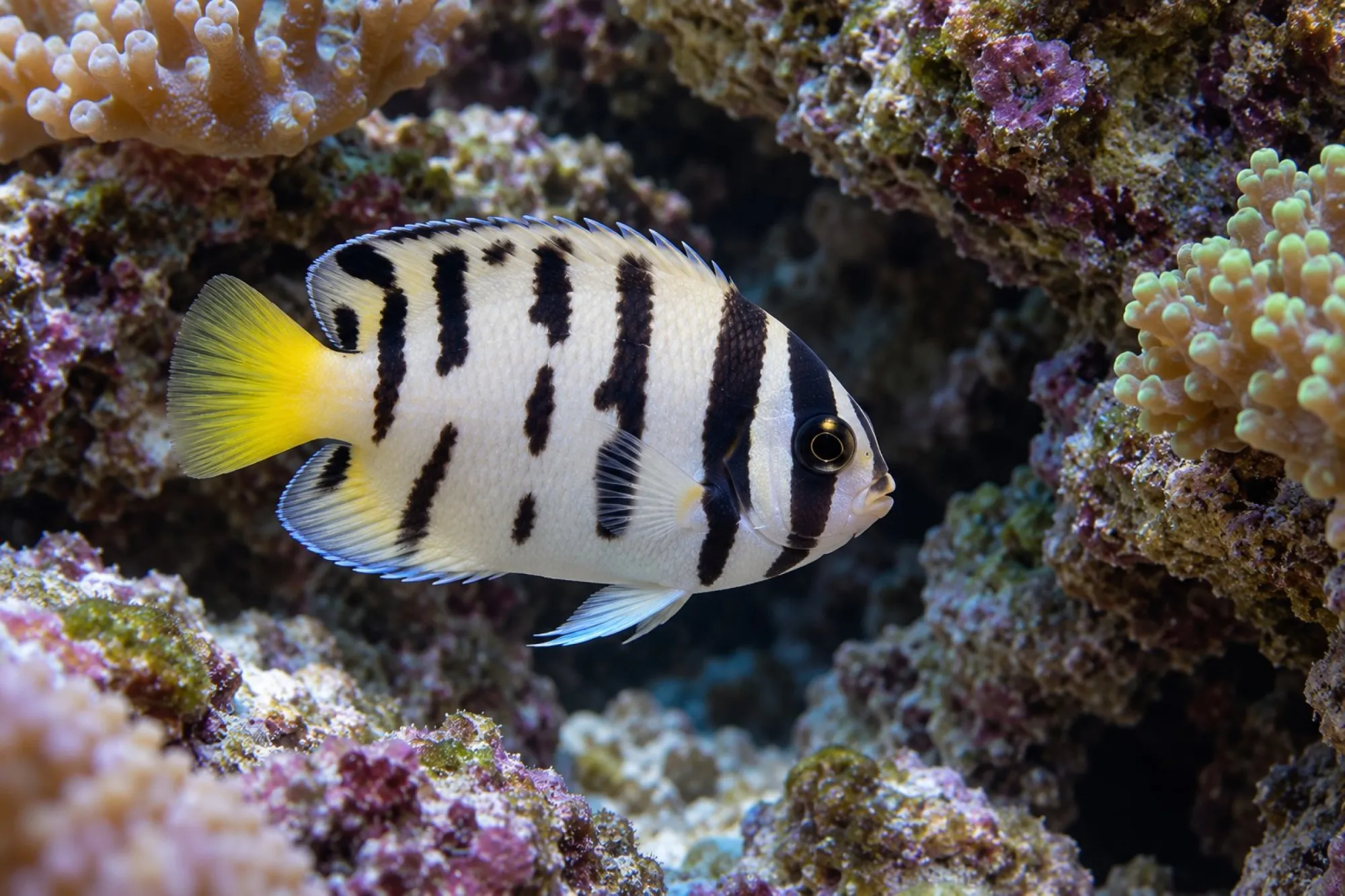 Zebra-Zwergkaiserfisch „Misbar“ aus Nachzucht, Paracentropyge multifasciata