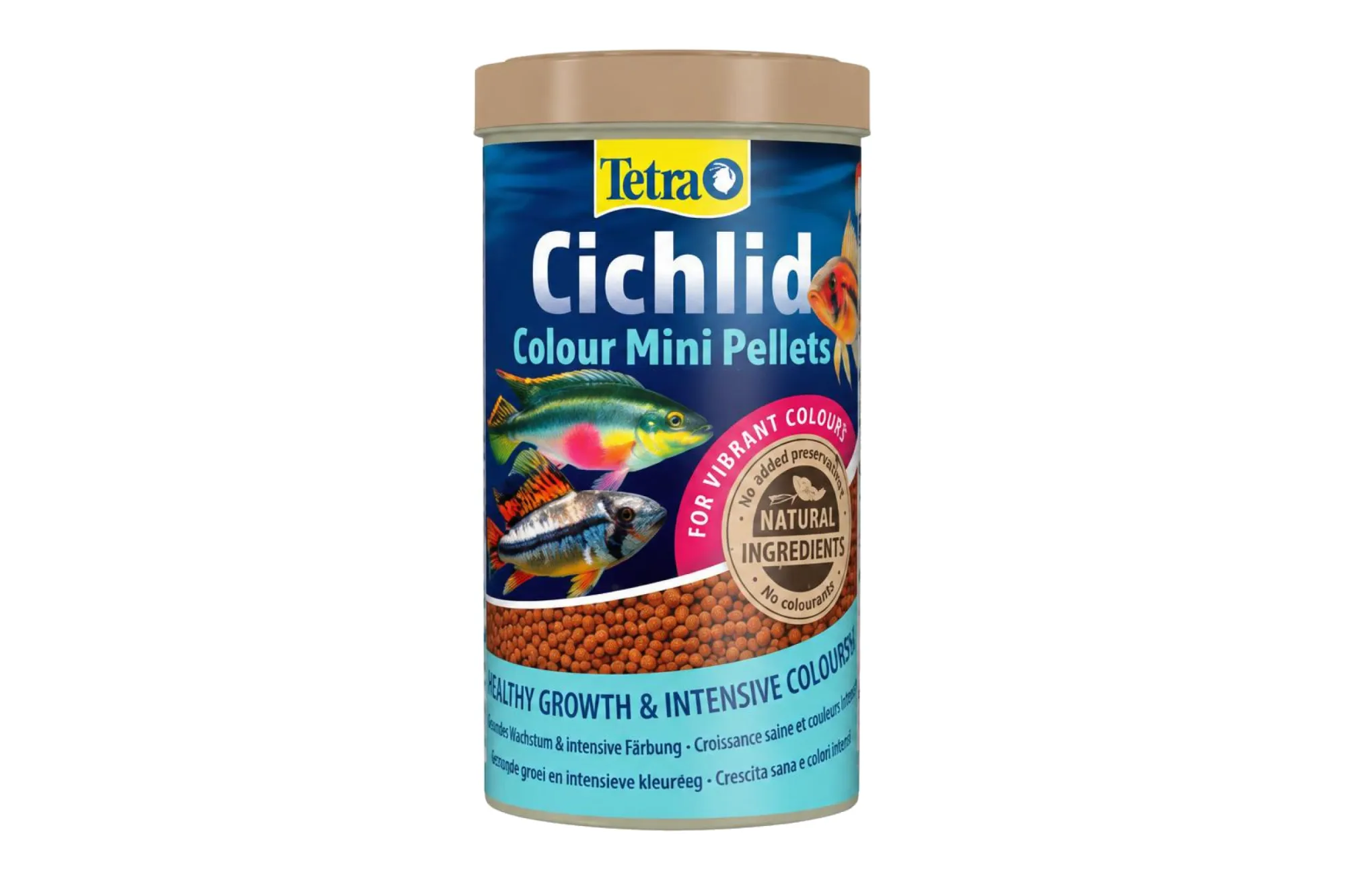 Tetra Cichlid Colour Mini Pellets 500 ml – KI-generierte Abbildung aus Produktreferenz