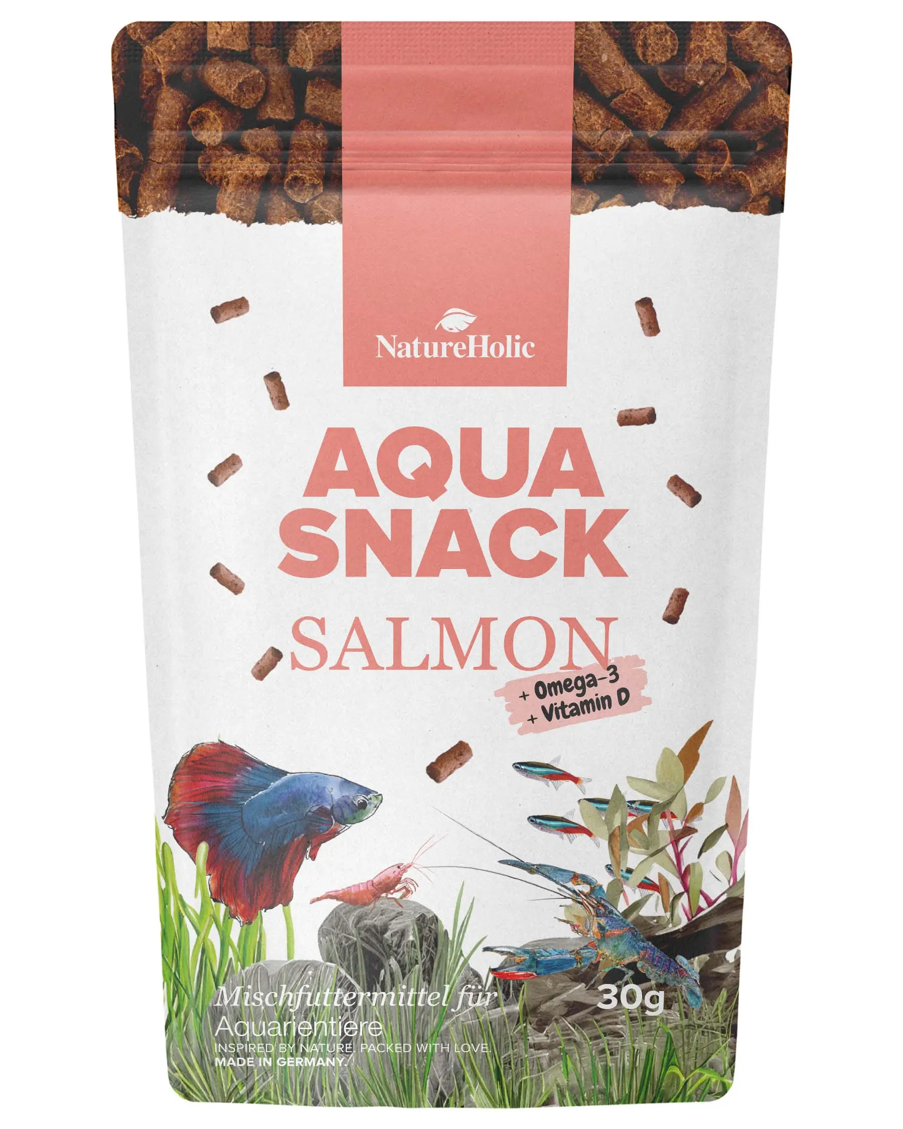 NatureHolic AquaSnack Salmon Sticks, Futtersticks, 30 g