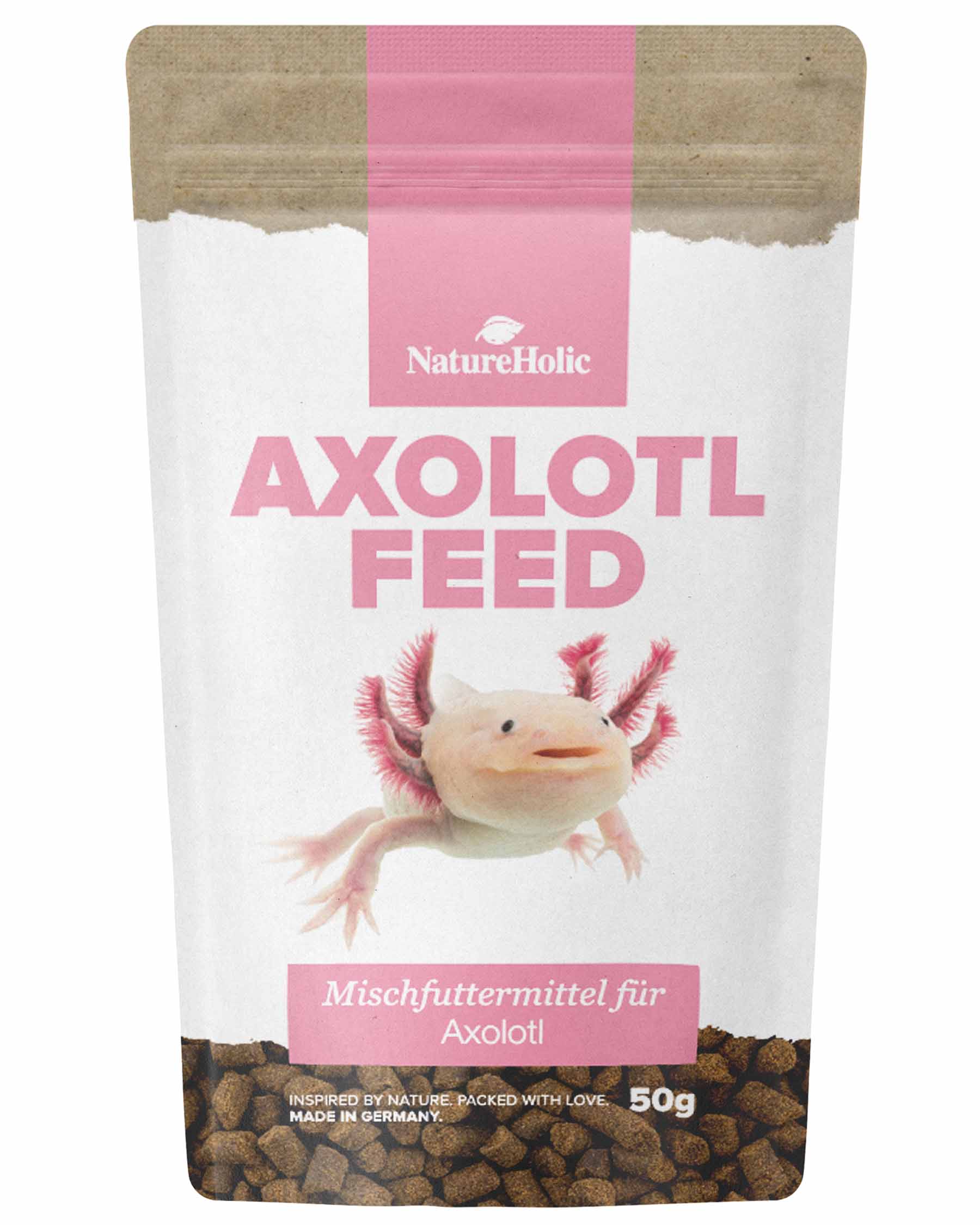 NatureHolic AxolotlFeed, Axolotl Spezialfutter, 50 g und 100 g