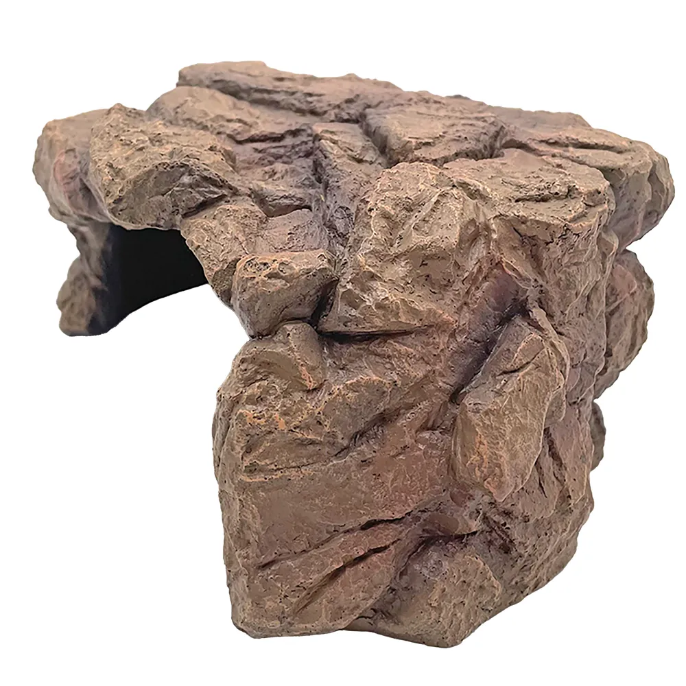 Braunes künstliches Felsversteck bzw. Höhle in realistischer Steinoptik, Versteck und Klettermöglichkeit für Reptilien, Amphibien und Aquarientiere