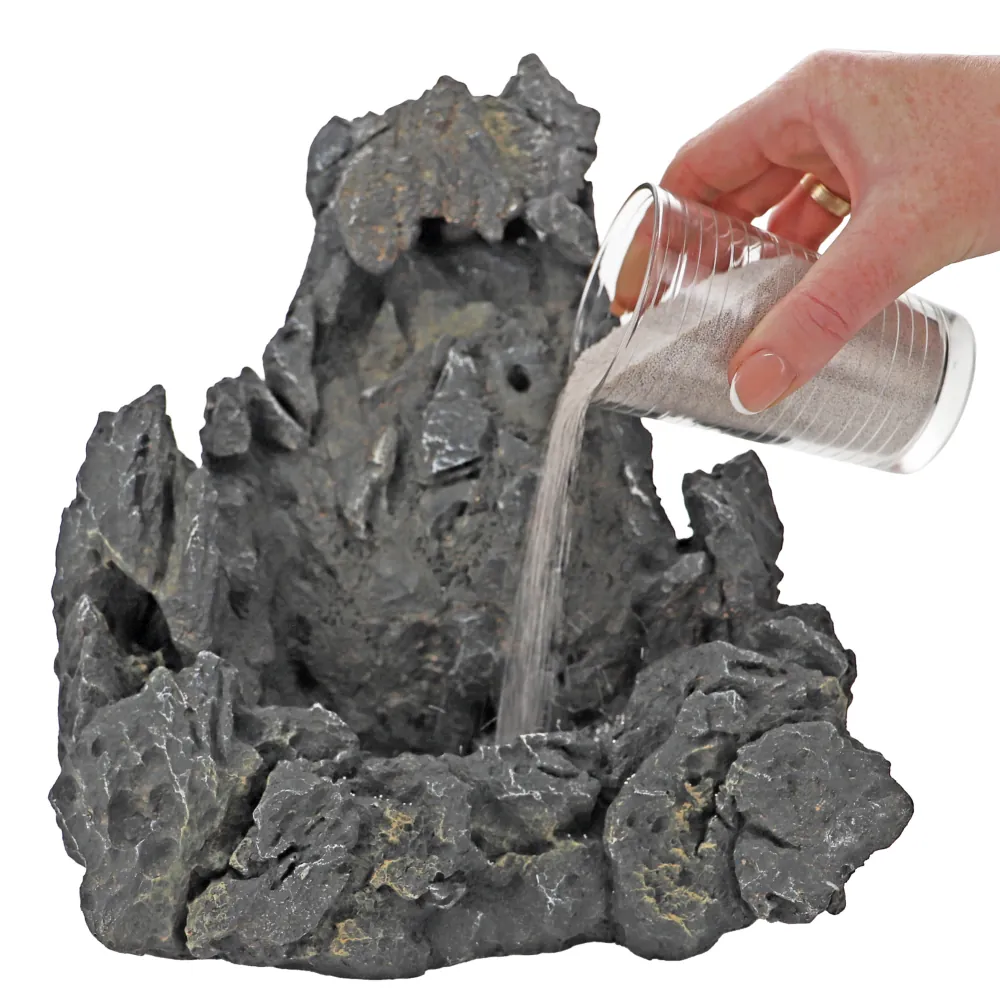 Hobby Sandfall Unterwasser-Sandfall (25,5 × 20 × 26,5 cm) in Felsoptik; feiner Startsand wird in den Sandkanal gegossen – Effekt für Aquarium, Betrieb mit handelsüblicher Aquarienpumpe (Pumpe nicht enthalten)