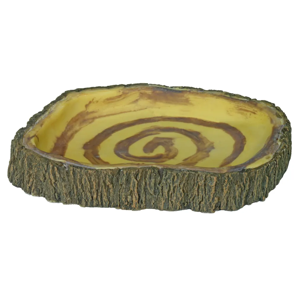 Hobby Bark Bowl 3 Futternapf in naturnaher Rindenoptik, 19,5 x 15 x 3 cm – wassernapf/futterstelle mit glatter Innenseite aus Polyresin, unauffällig im Terrarium für Reptilien, Amphibien und Wirbellose