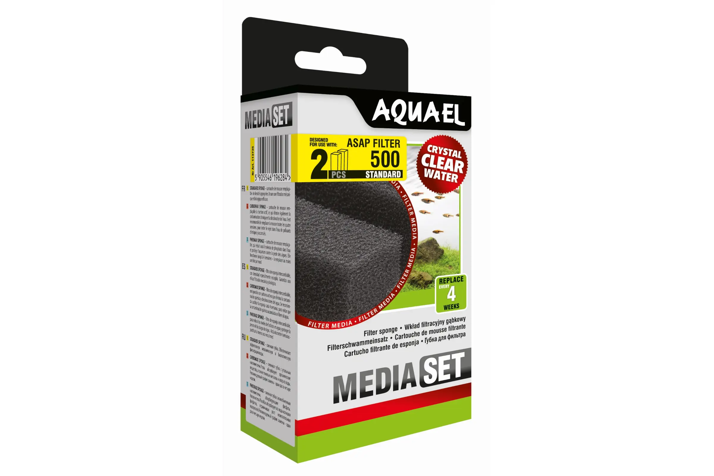 Aquael Filterschwamm Standard für ASAP 500, Filter-Ersatz, 2 Stück