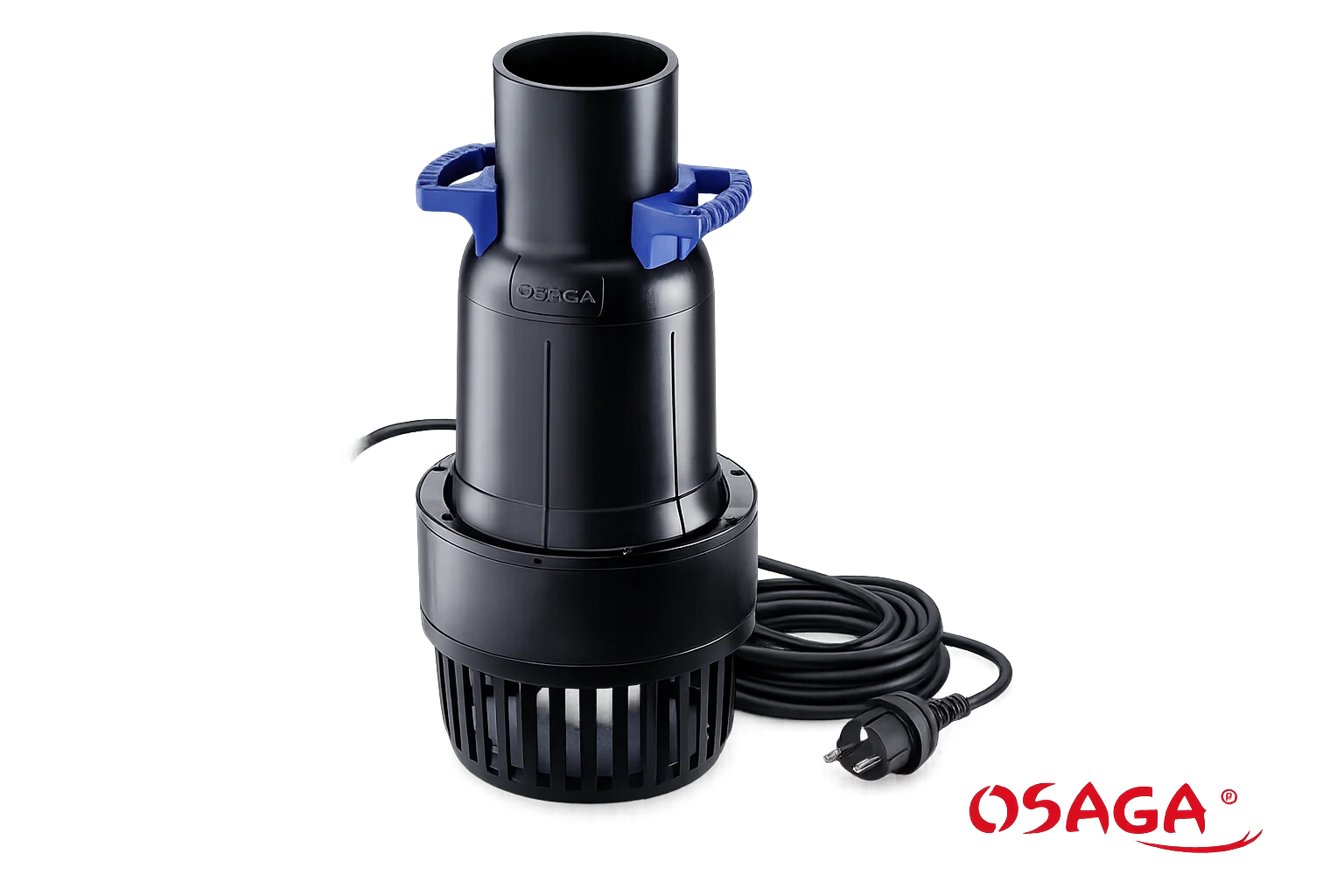 OSAGA Rohrpumpe ORP 110 mm in Schwarz mit 110-mm-Auslass, großem Ansaugkorb, Kabel und Eurostecker – Flunder ECO Pumpe für Schwerkraftfilter, Bachlauf und kräftige Teichsysteme (5 Varianten)