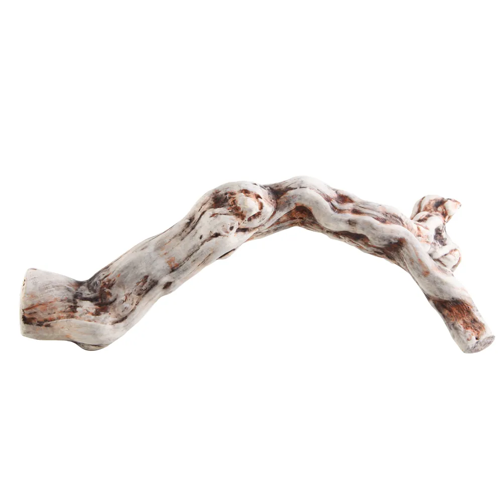 Gebogene weißgewaschene Deko-Holzstange/Treibholz mit sichtbarer Maserung, ideal als dekoratives Element im Aquarium, Terrarium oder als Wohnaccessoire