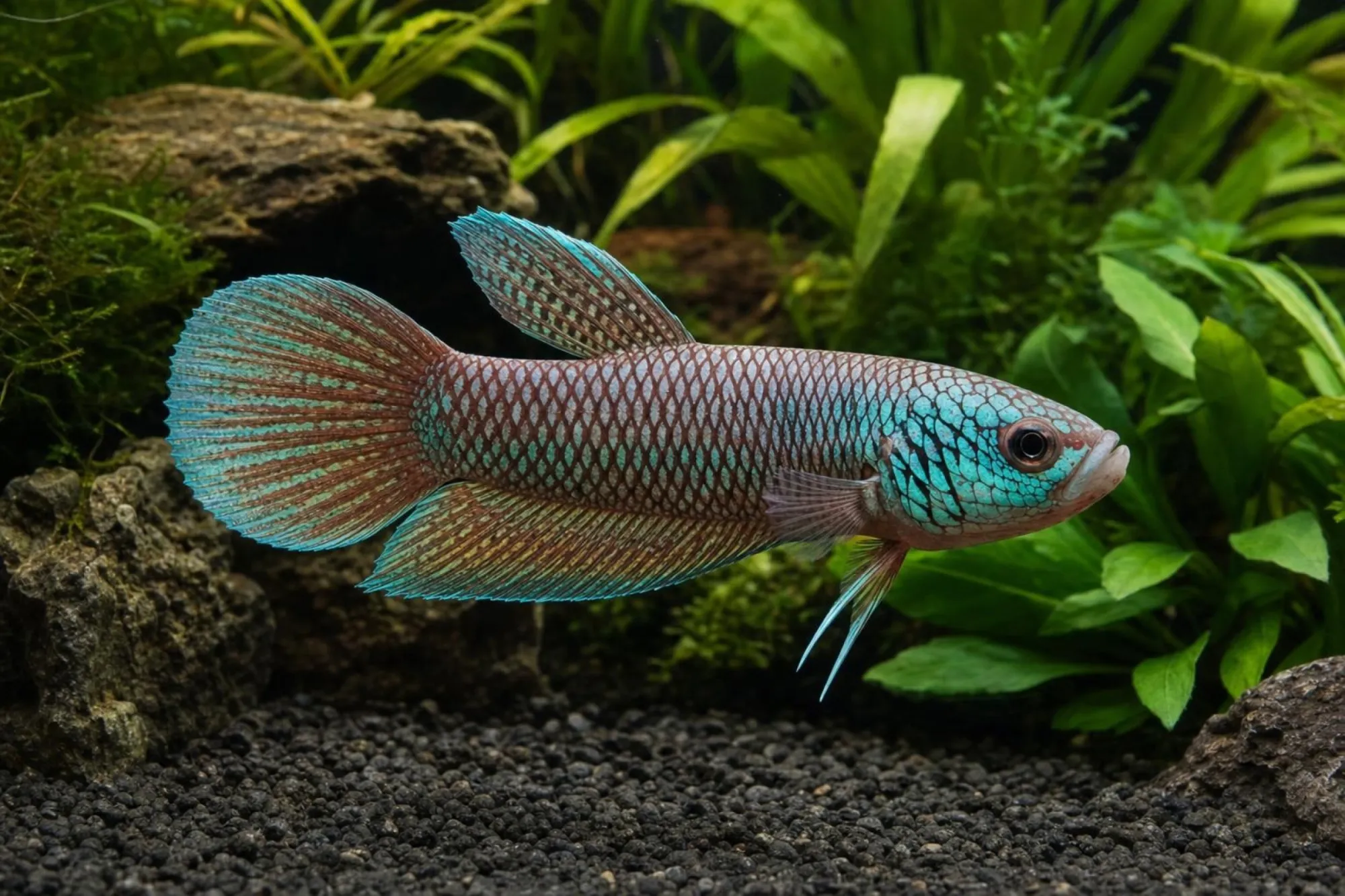 Kupfer-roter Alien-Kampffisch, Männchen, Betta sp.