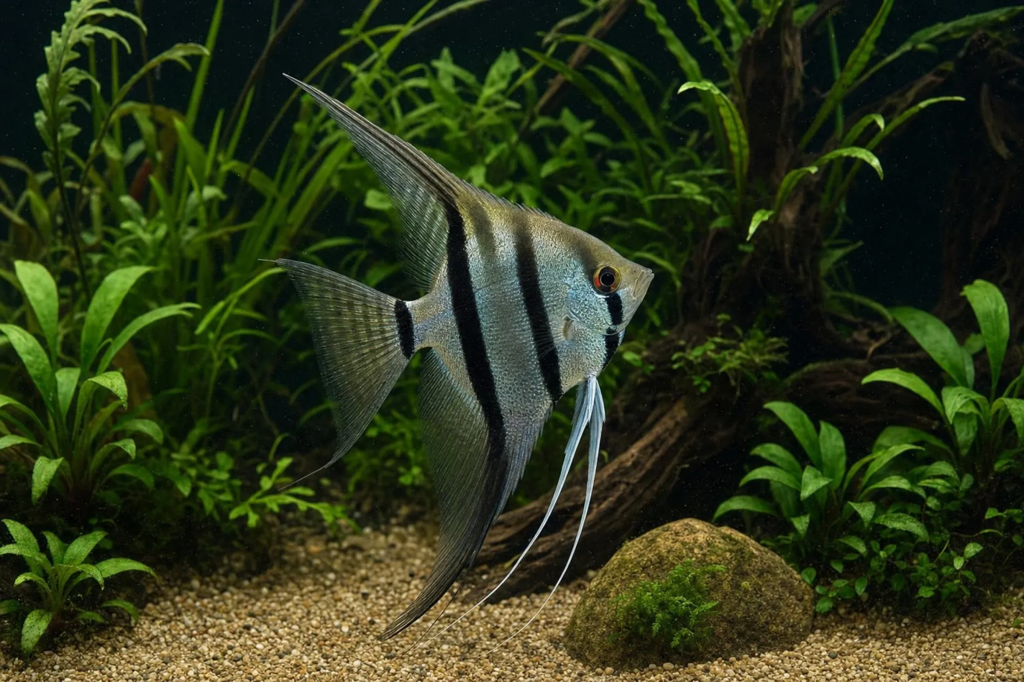 Dark-Pinoy-Skalar, Pterophyllum scalare, ca. 7,0-9,0 cm