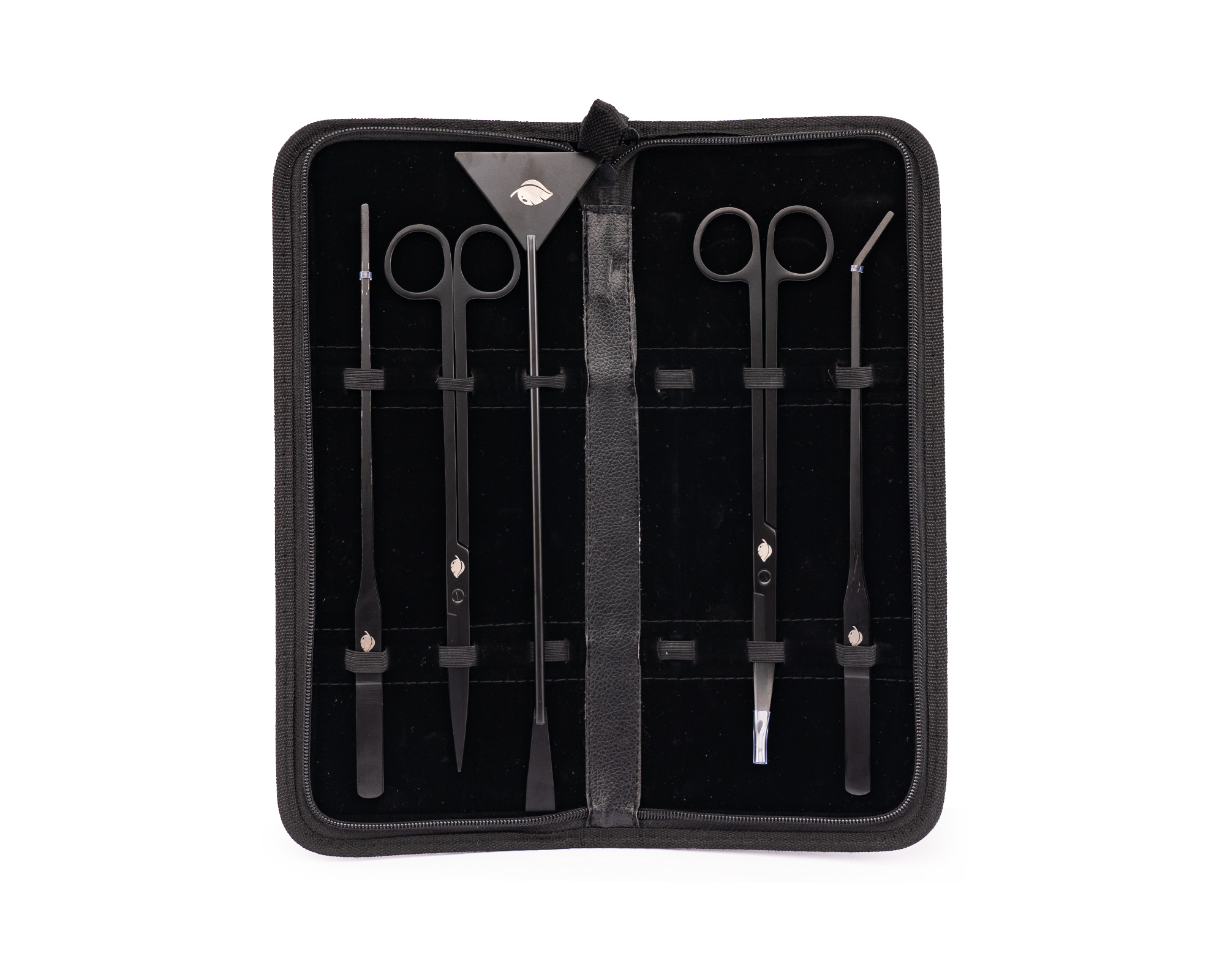 Schwarzes Wimpern-Set mit Pinzette, Schere, Spatel