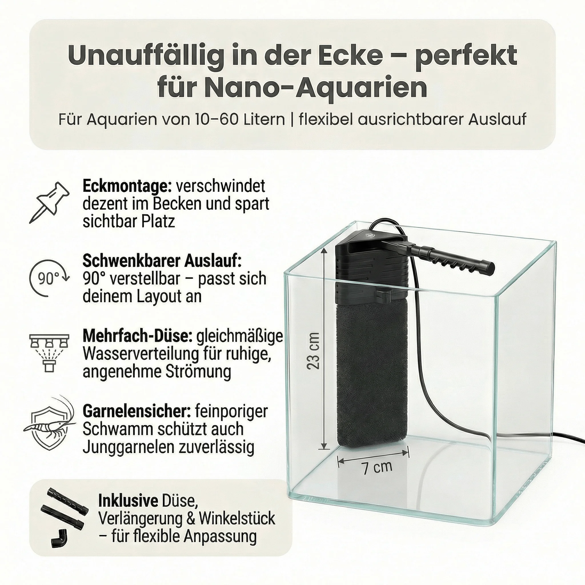 NatureHolic Nano Eckfilter kaufen - Garnelensicherer Nano-Filter