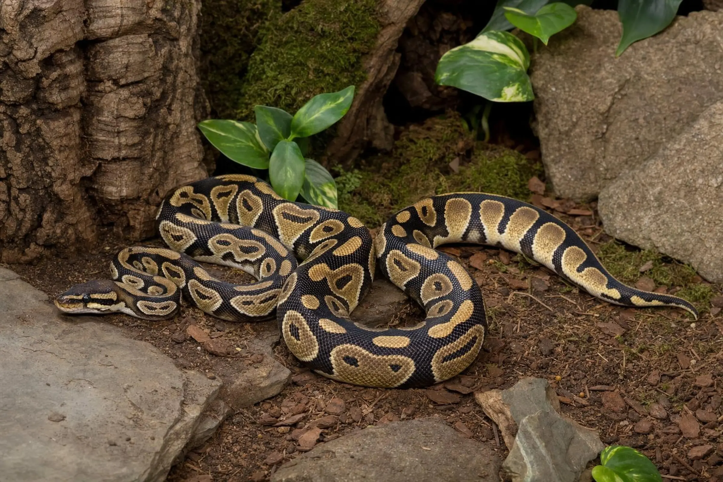 Königspython in verschiedenen Morphen, Python regius