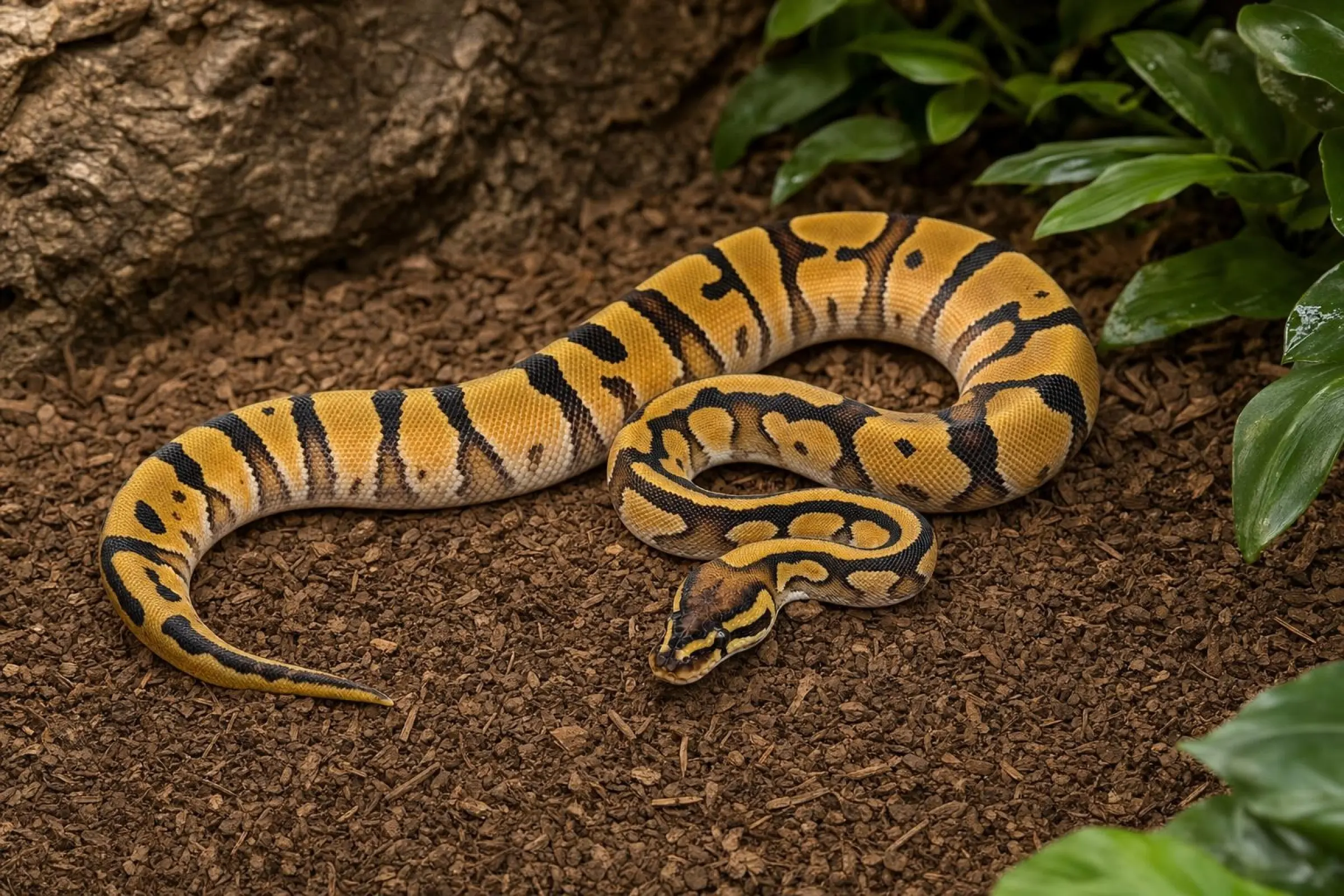 Königspython „Enchi Leopard Pastel Red Stripe“, Python regius