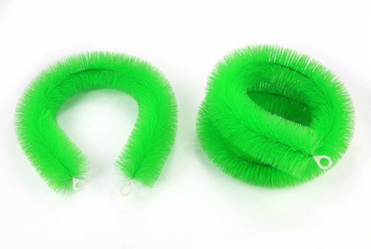 Osaga Laichbürsten in leuchtgrün, zwei Größen, flexible haftende Bürsten mit Befestigungsöse als gezielte Laichplätze für Koi, Karpfen und andere Teichfische