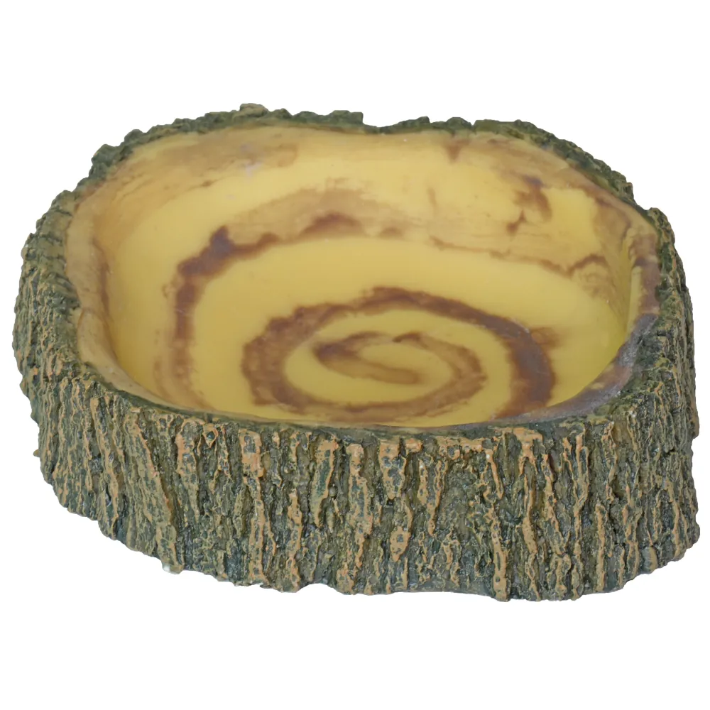 Hobby Bark Bowl 2 Futternapf in naturgetreuer Rindenoptik aus Polyresin, 17 × 15,5 × 3,5 cm – glatte Innenschale als Futter‑ und Wassernapf für Reptilien, Amphibien und Wirbellose
