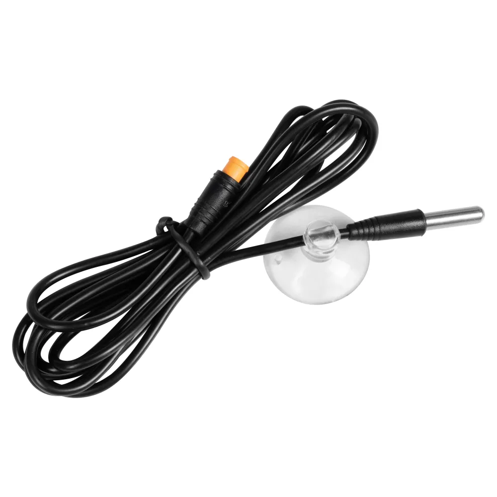 Außensensor/Sonde mit Metallspitze, schwarzem Anschlusskabel und Saugnapf für Hobby Biotherm Thermo Control digitales Terrarium-Thermostat