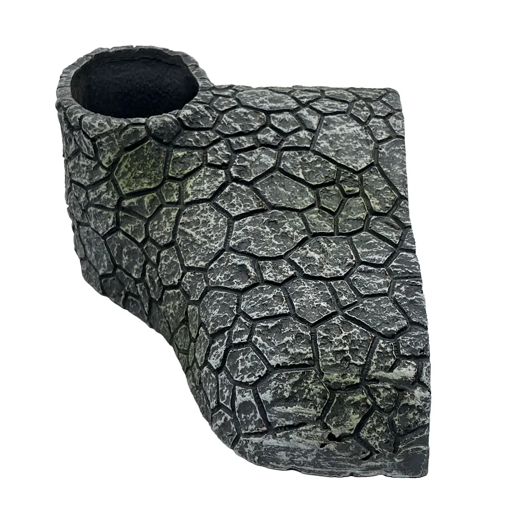 Hobby Cracked Rock Cave 2 Aquarienhöhle in Steinoptik mit kantiger Bruchstruktur und sichtbarer Gesteinsmaserung, 19 x 14 x 8 cm – robustes Versteck für Fische, Garnelen, Reptilien und Amphibien