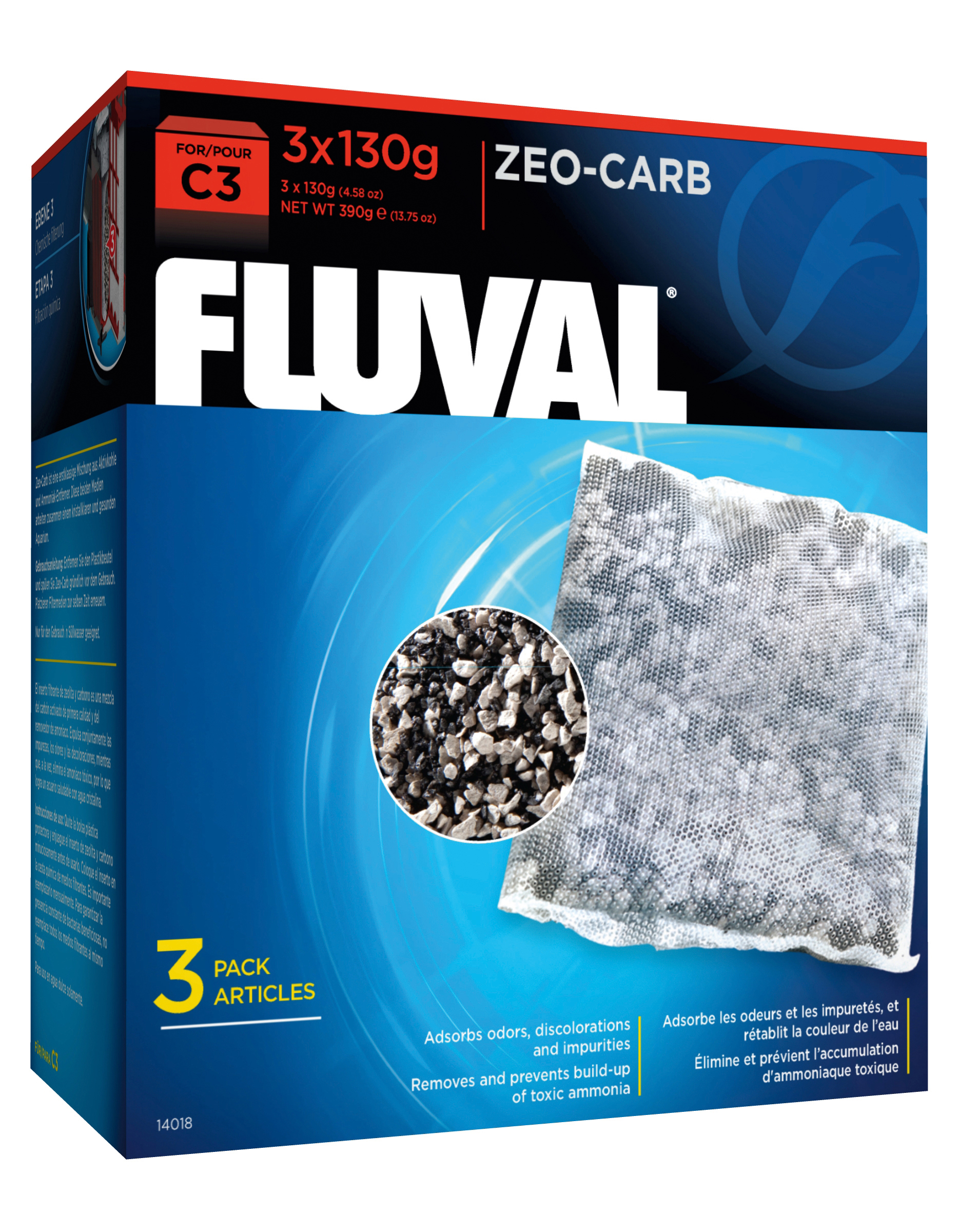 Fluval C3 Zeo-Carb 3x130 g