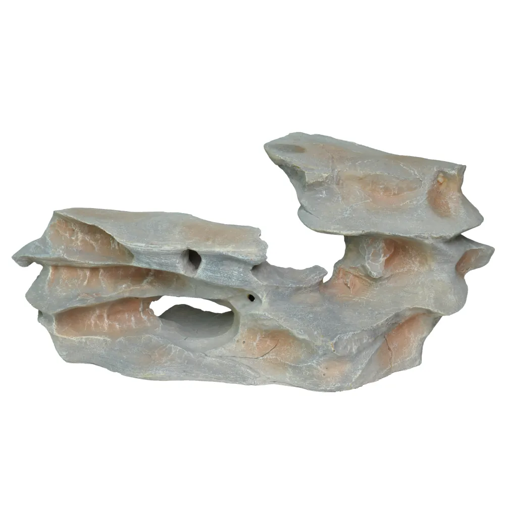 Hobby Sunset Rock 3, Deko-Felsen 23 × 12 × 9,5 cm: rötlich-graue Schichtung in Canyon-Optik, wasserneutrales Polyresin, natürliche Verstecke, Durchgänge und erhöhte Liegeflächen für Aquarium und Terrarium
