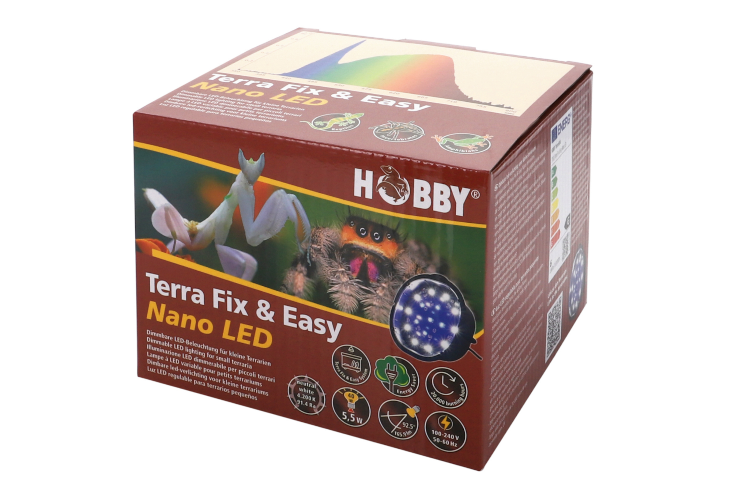 Verpackung der Hobby Nano LED Terrarienlampe