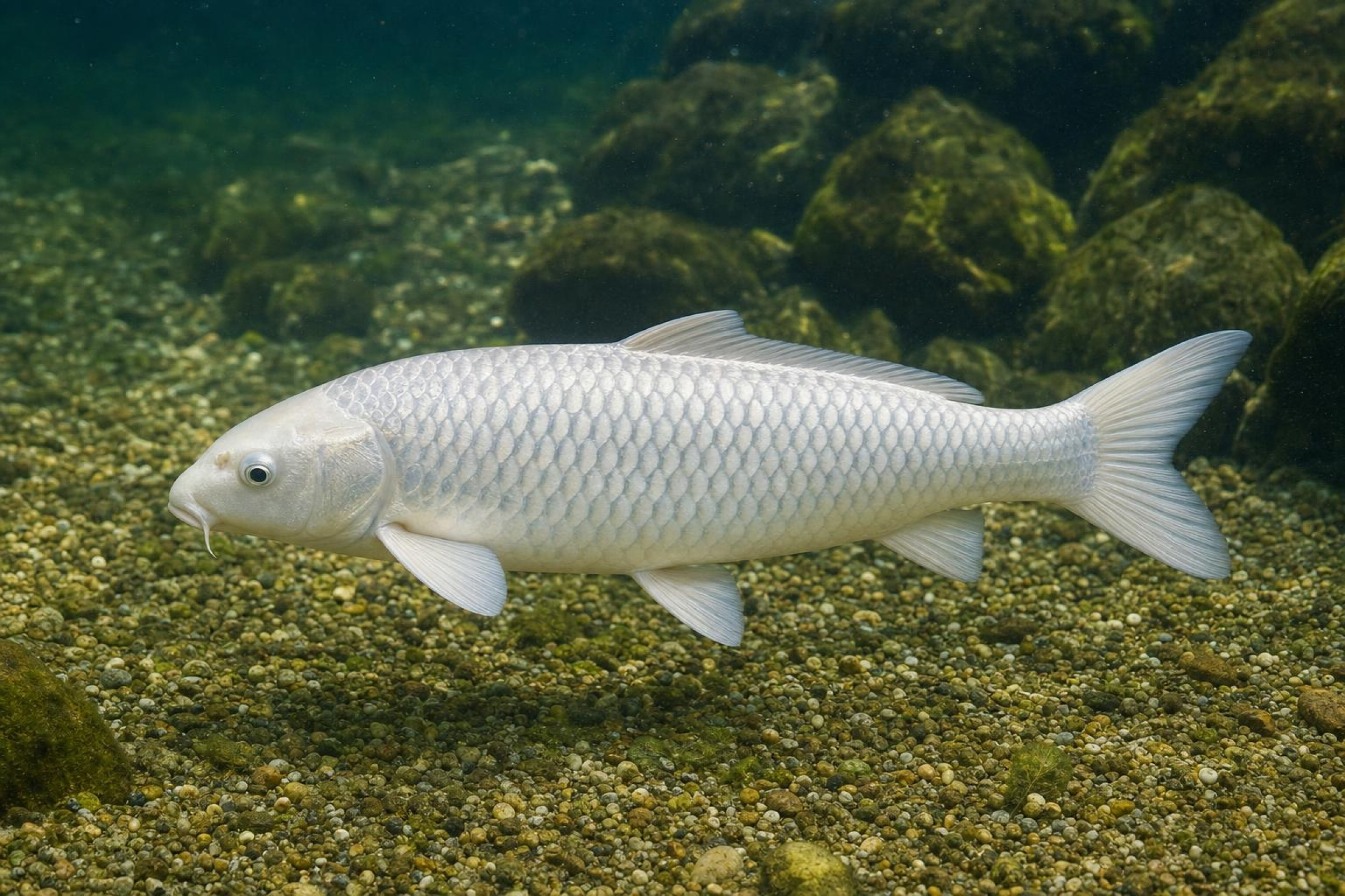 Koi Platin ogon (Glanzkoi weiß), Cyprinus carpio