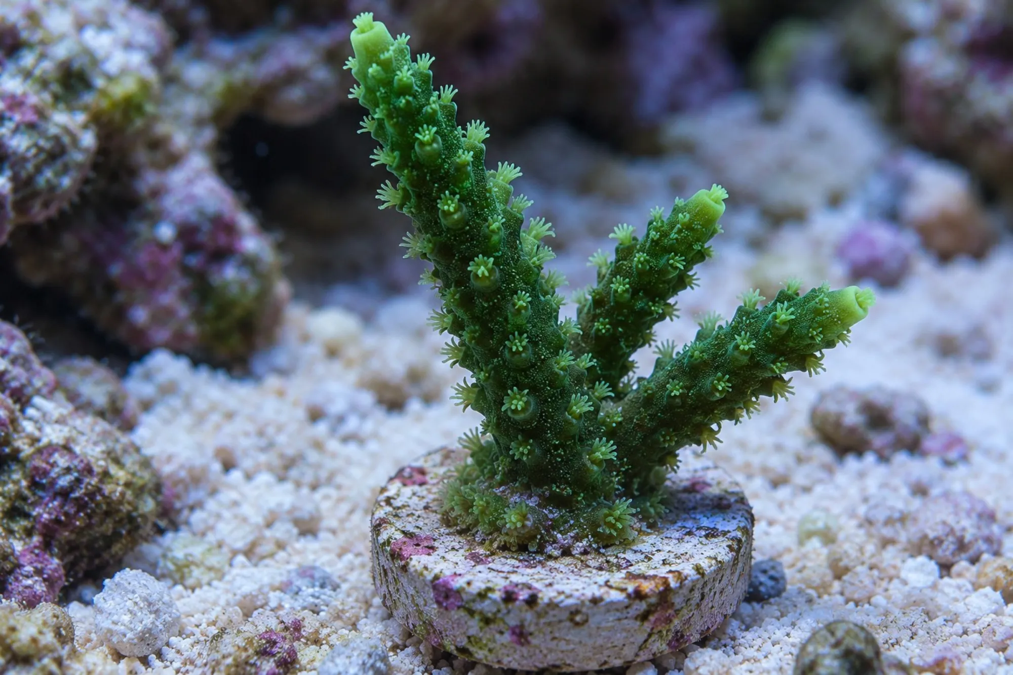 Geweihkoralle „Dunkelgrün“ (Nachzucht), Acropora muricata, Größe S–M