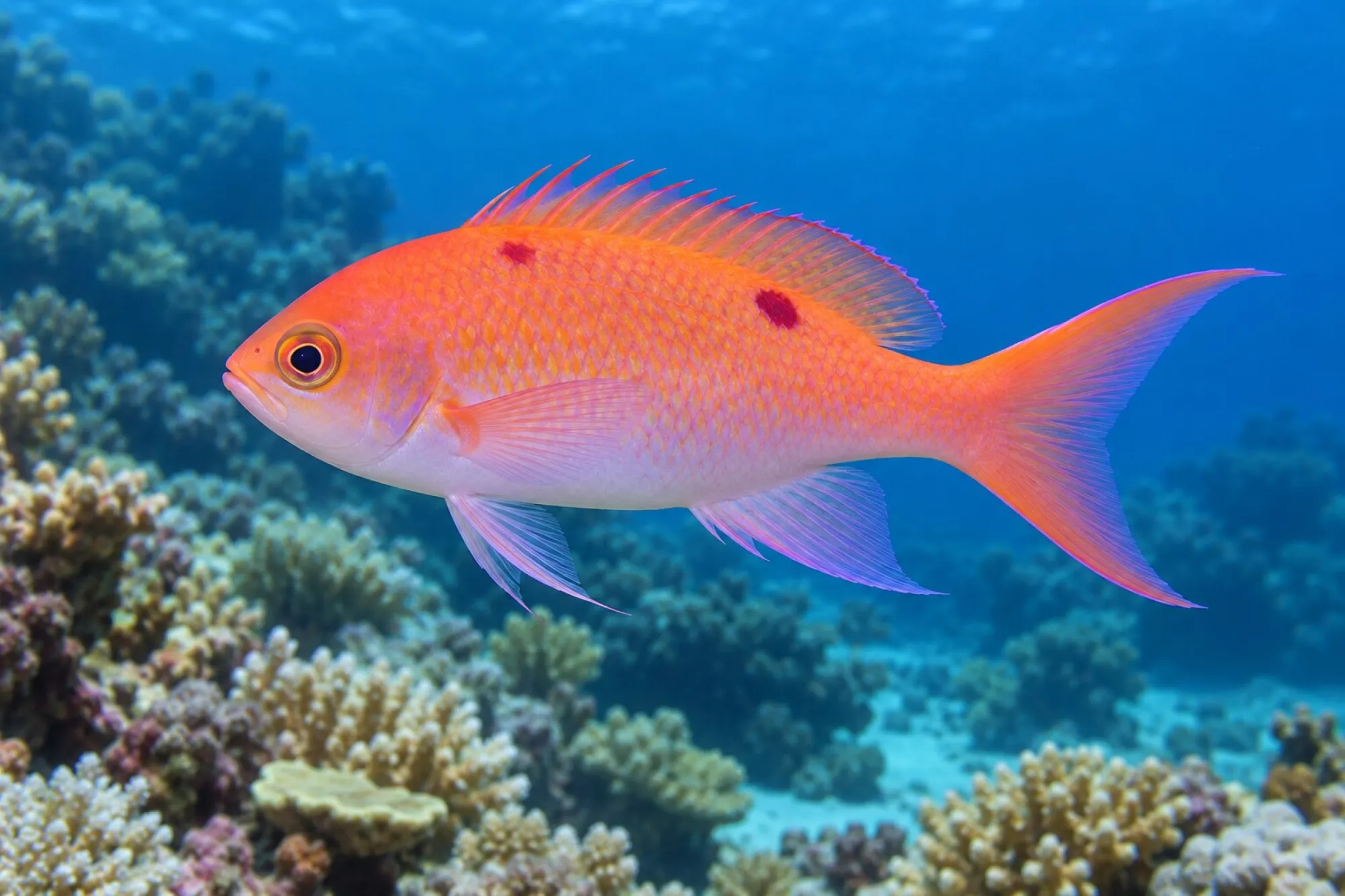 Zweifleck-Fahnenbarsch, Weibchen, Pseudanthias bimaculatus