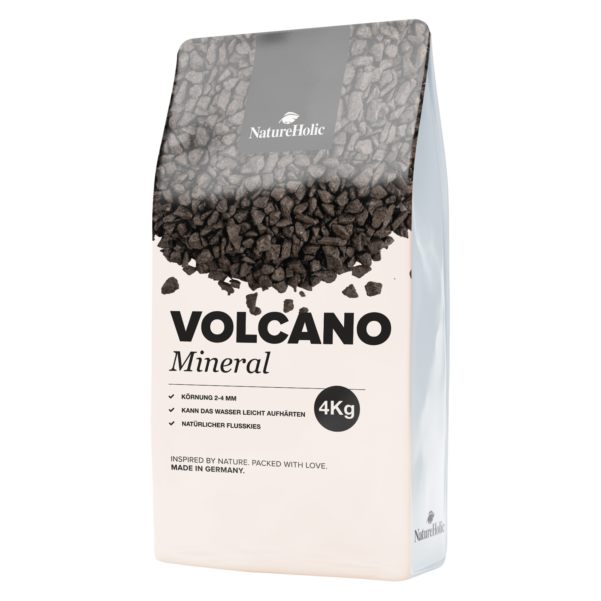 NatureHolic Volcano Mineral Aquarienkies schwarz, Körnung 2–4 mm, 4 kg