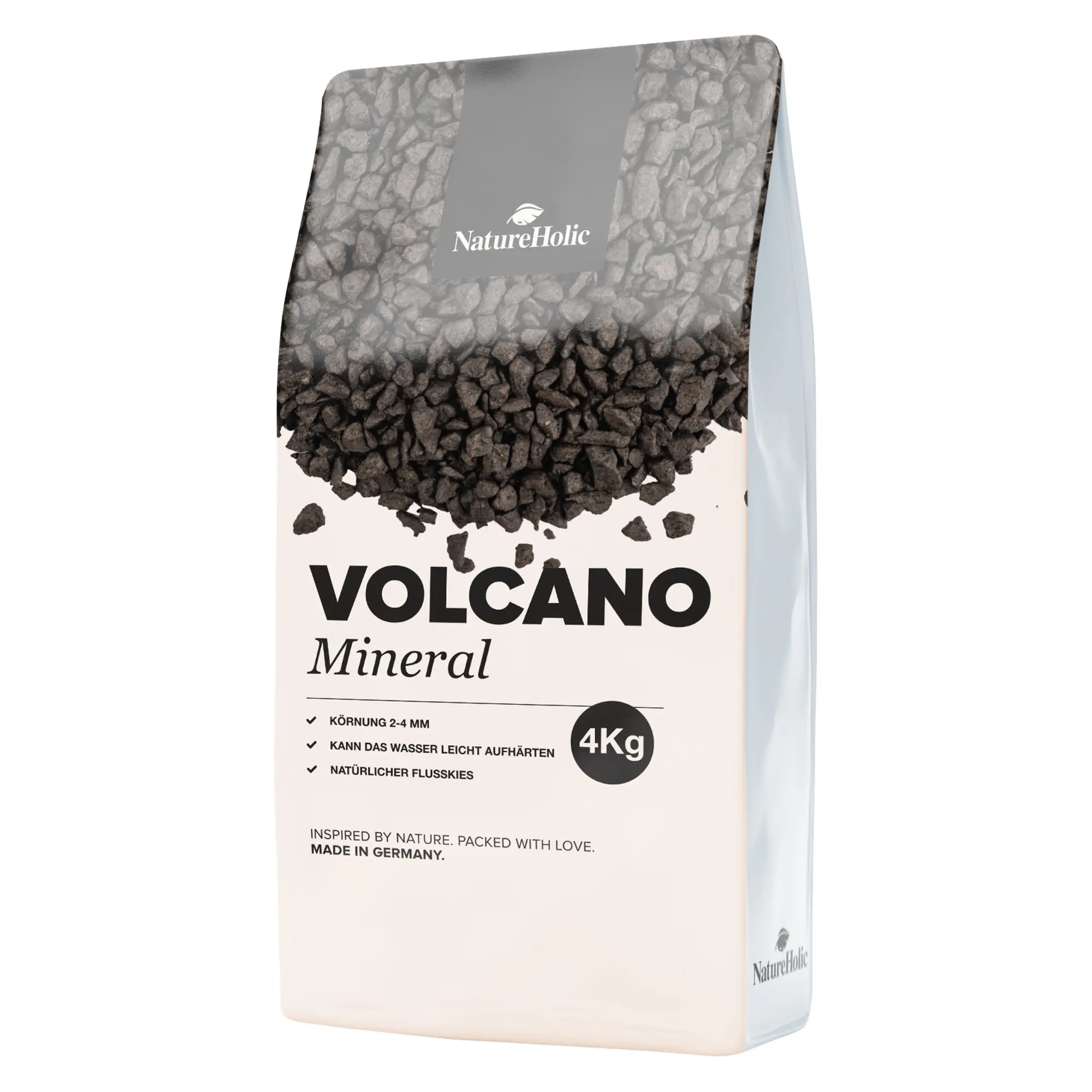 NatureHolic Volcano Mineral Aquarienkies schwarz, Körnung 2–4 mm, 4 kg