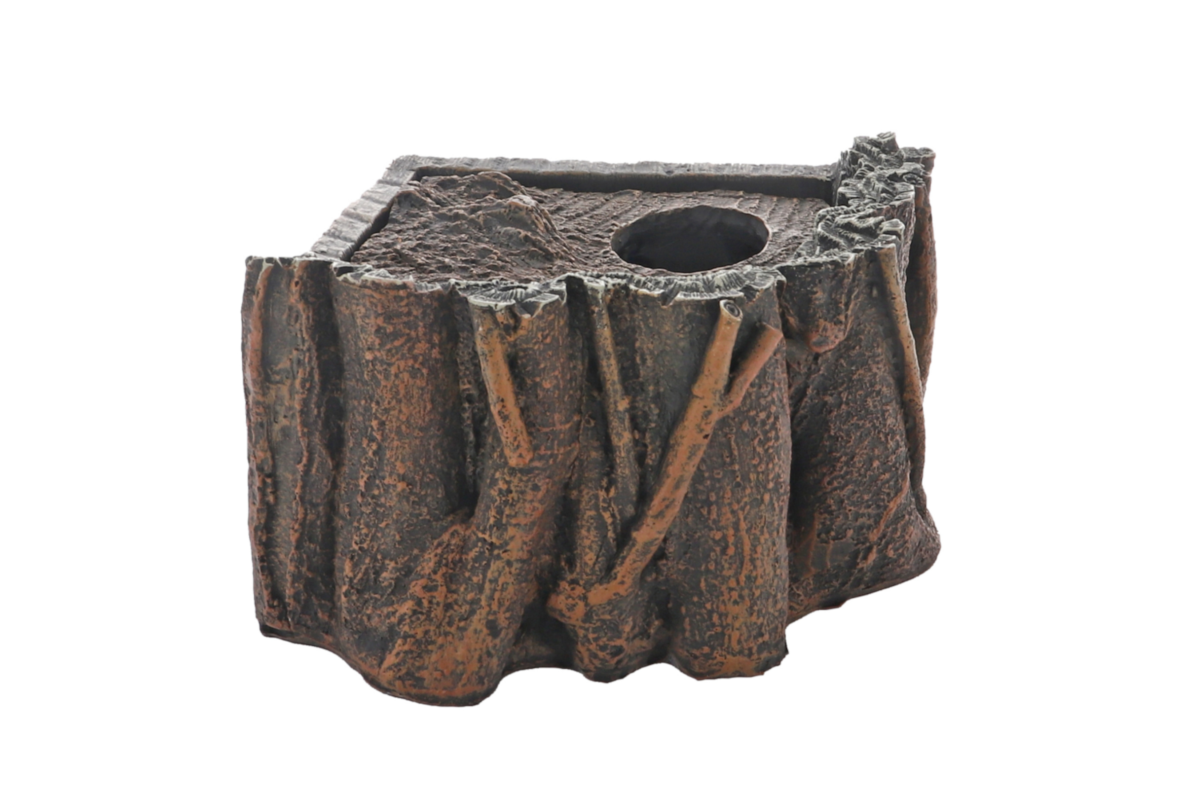 Künstlicher Baumstamm als Dekoration mit Öffnung