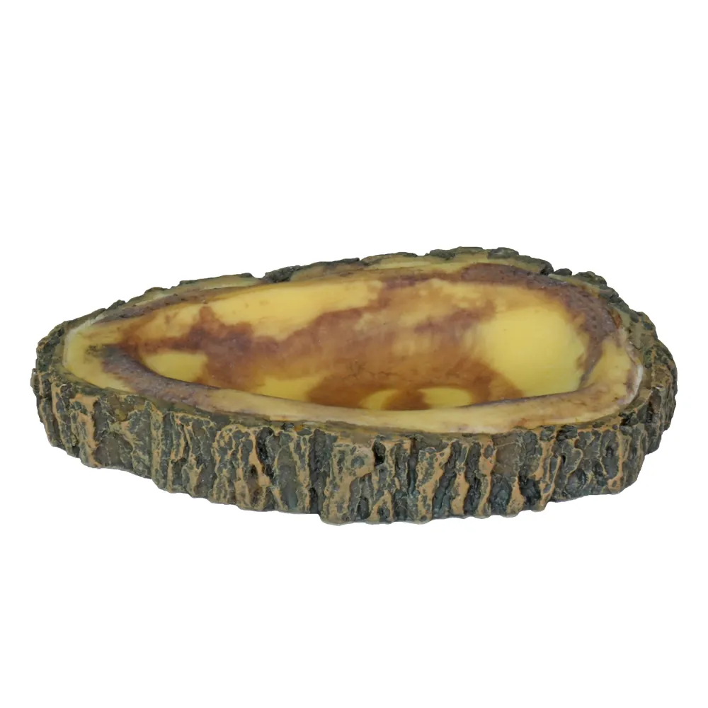 Hobby Bark Bowl 1 Terrarien-Trinkschale in Baumrindenoptik, flache Futter- und Wasserschale 8,5 × 6 × 1,5 cm mit glatter Innenseite, unauffälliges Terrarienzubehör für Reptilien, Amphibien und Wirbellose